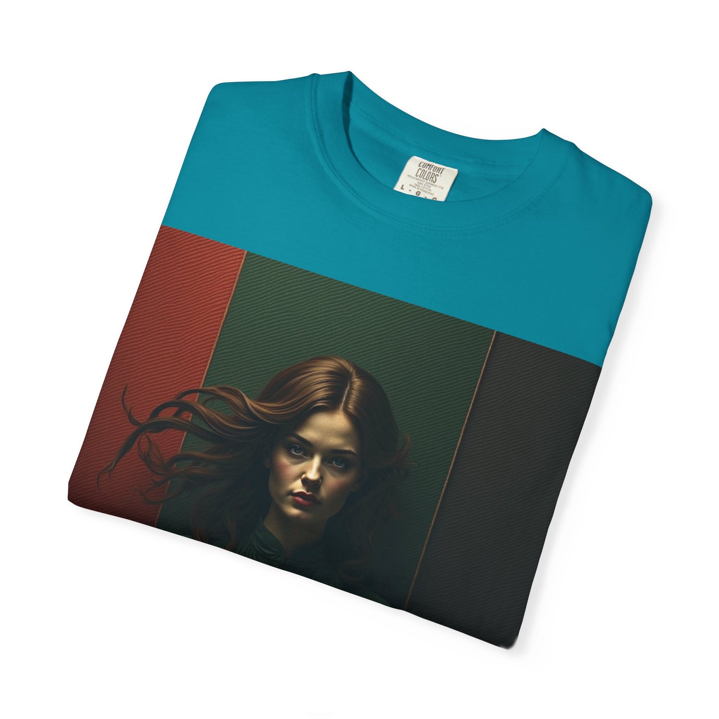 Portrait Photo Tee — Moody Green Woman Graphic T-Shirt