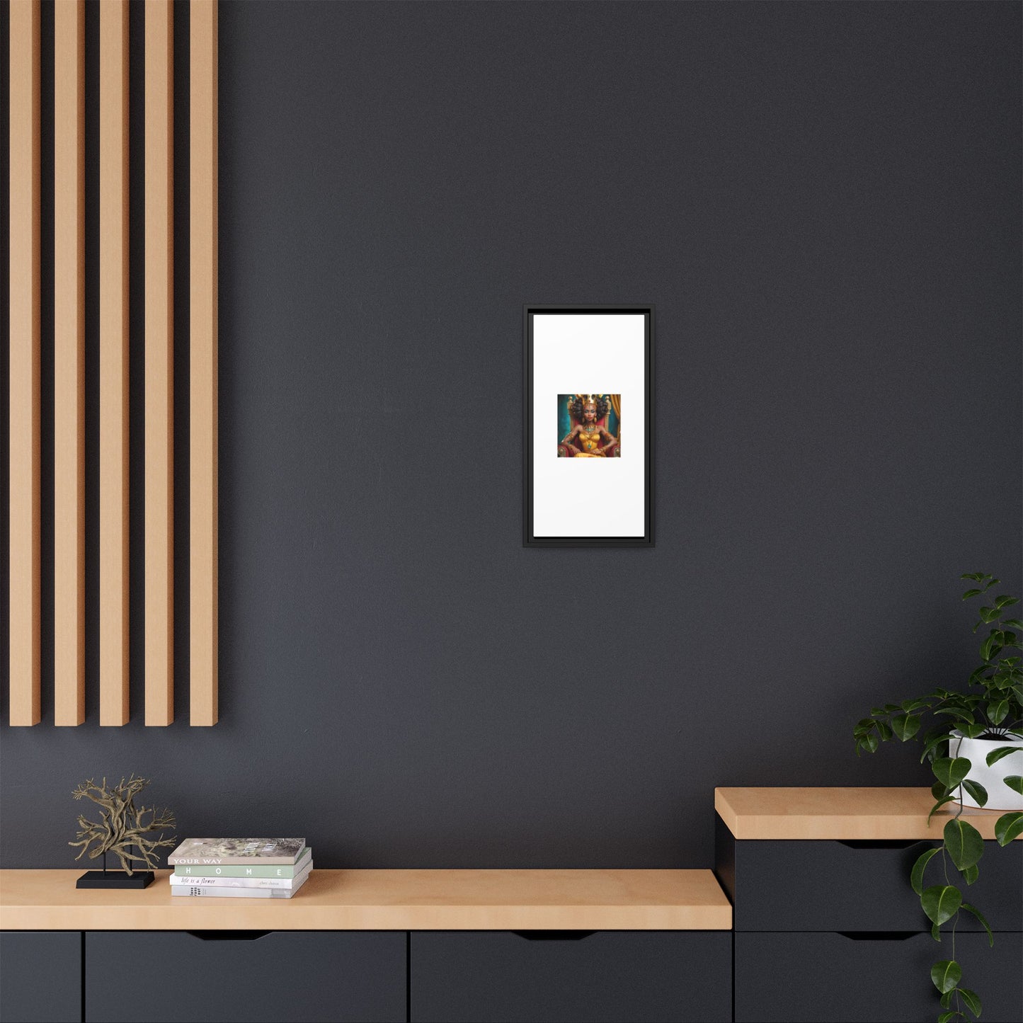 Framed Matte Canvas Art — Regal African Queen Portrait