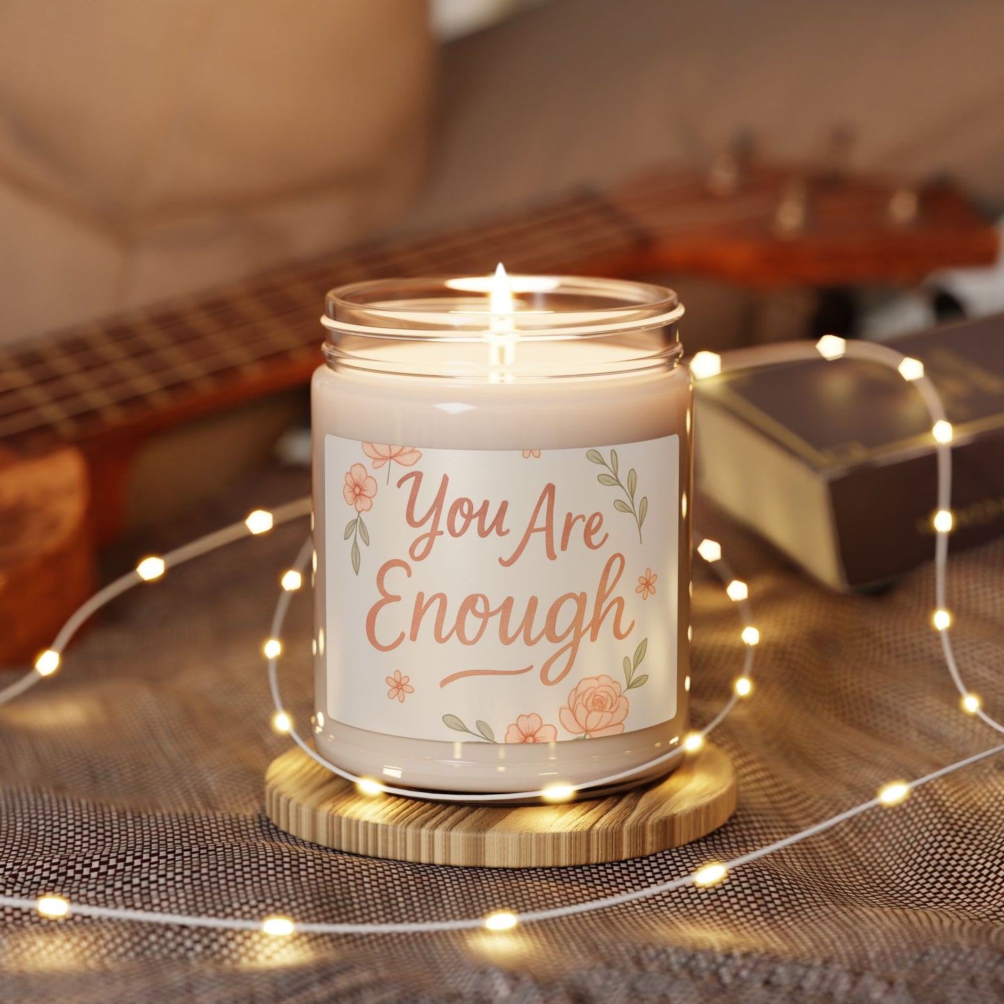 You Are Enough Soy Candle — 9oz Scented Jar, Floral Self-Love Gift