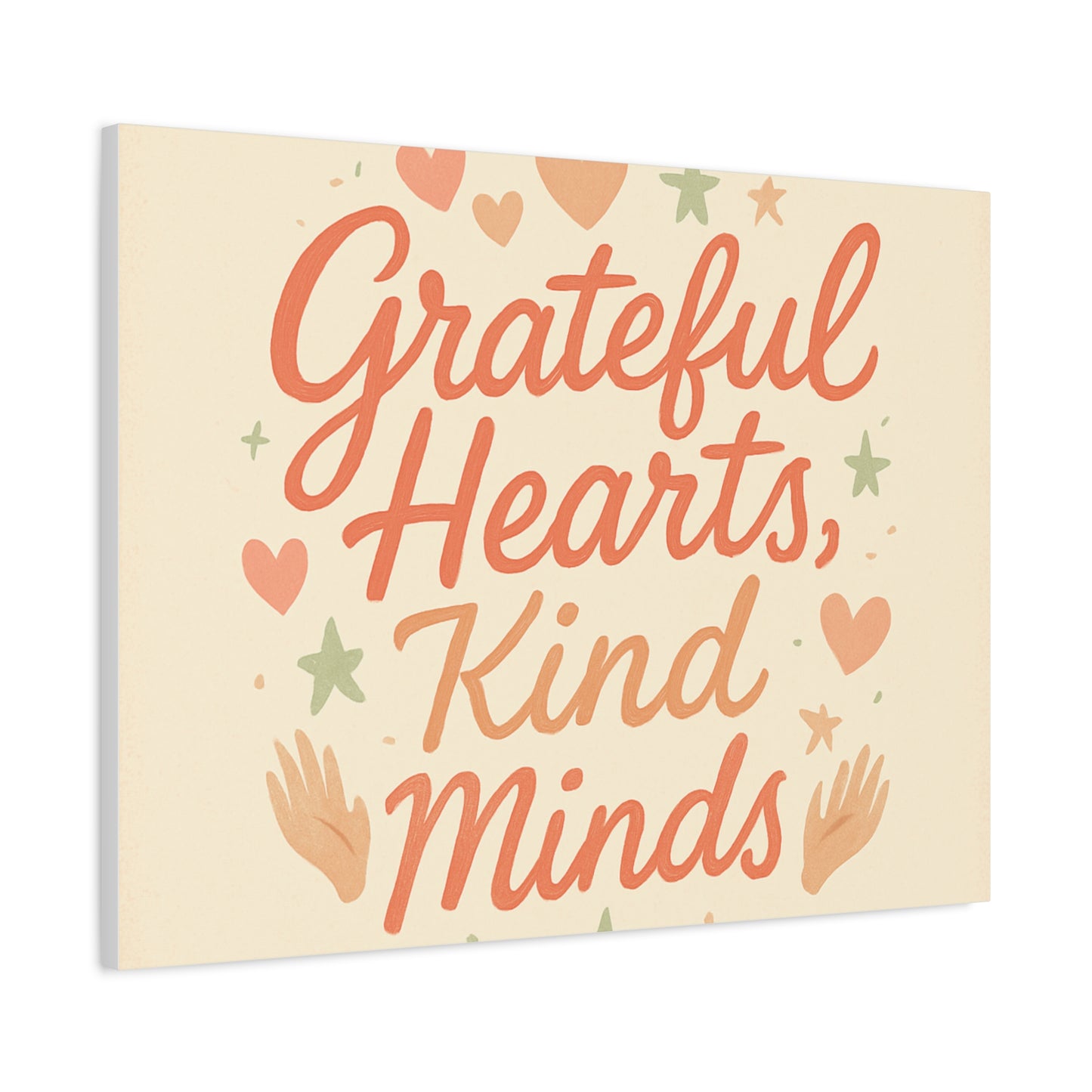 Grateful Hearts Kind Minds Canvas Wall Art — Inspirational Quote Matte Canvas