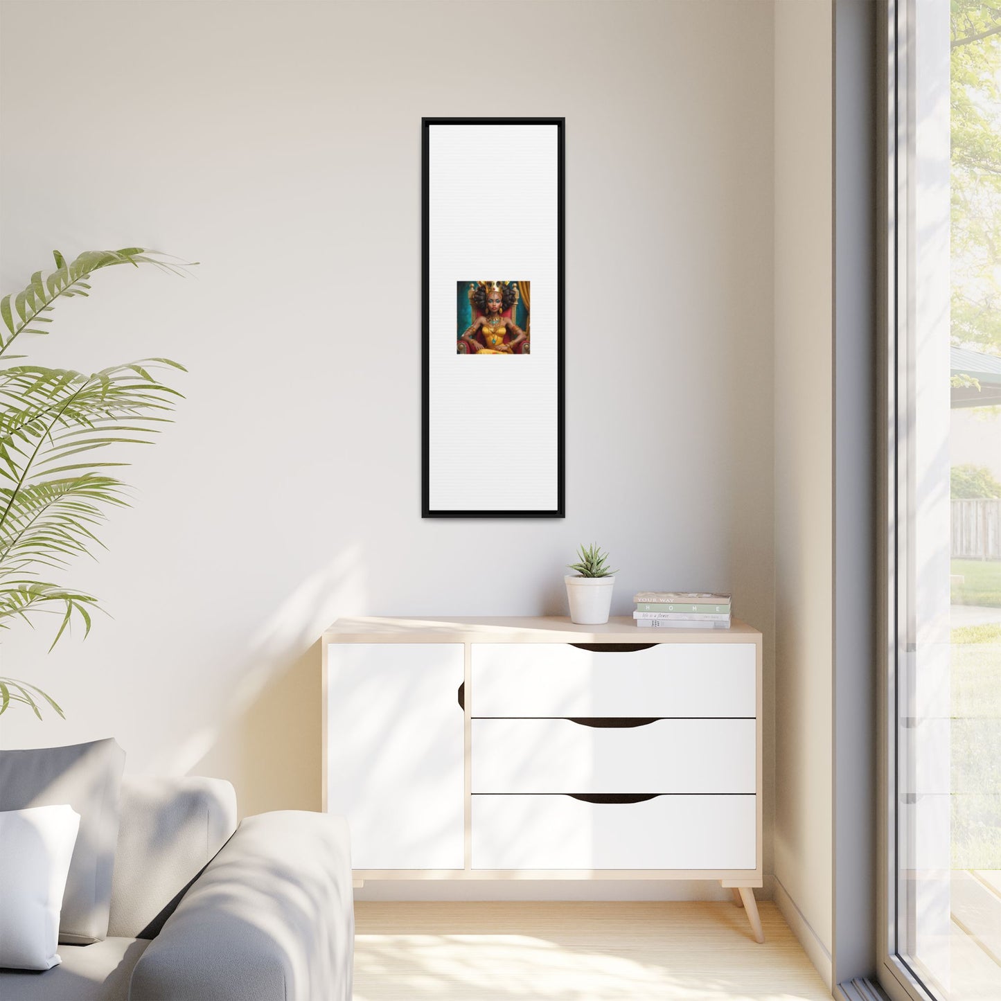 Framed Matte Canvas Art — Regal African Queen Portrait