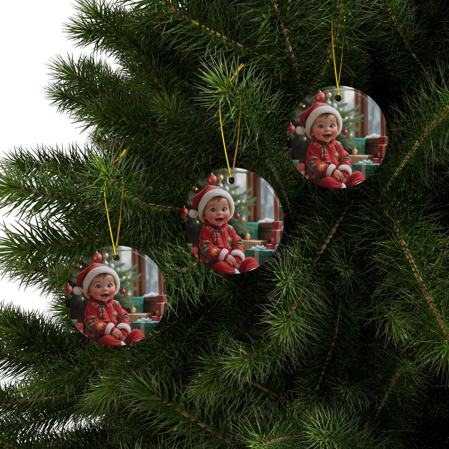 Festive Ceramic Ornaments, Holiday Decor for Christmas, 2-Sided Prints, Perfect Gift for Family, Tree Decorations, Keepsakes