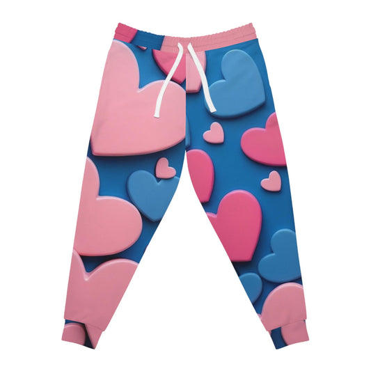 Heart-Patterned Athletic Joggers, Cozy Lounge Pants, Valentine's Day Gift, Trendy Fashion, Casual Wear, Heart Print Joggers