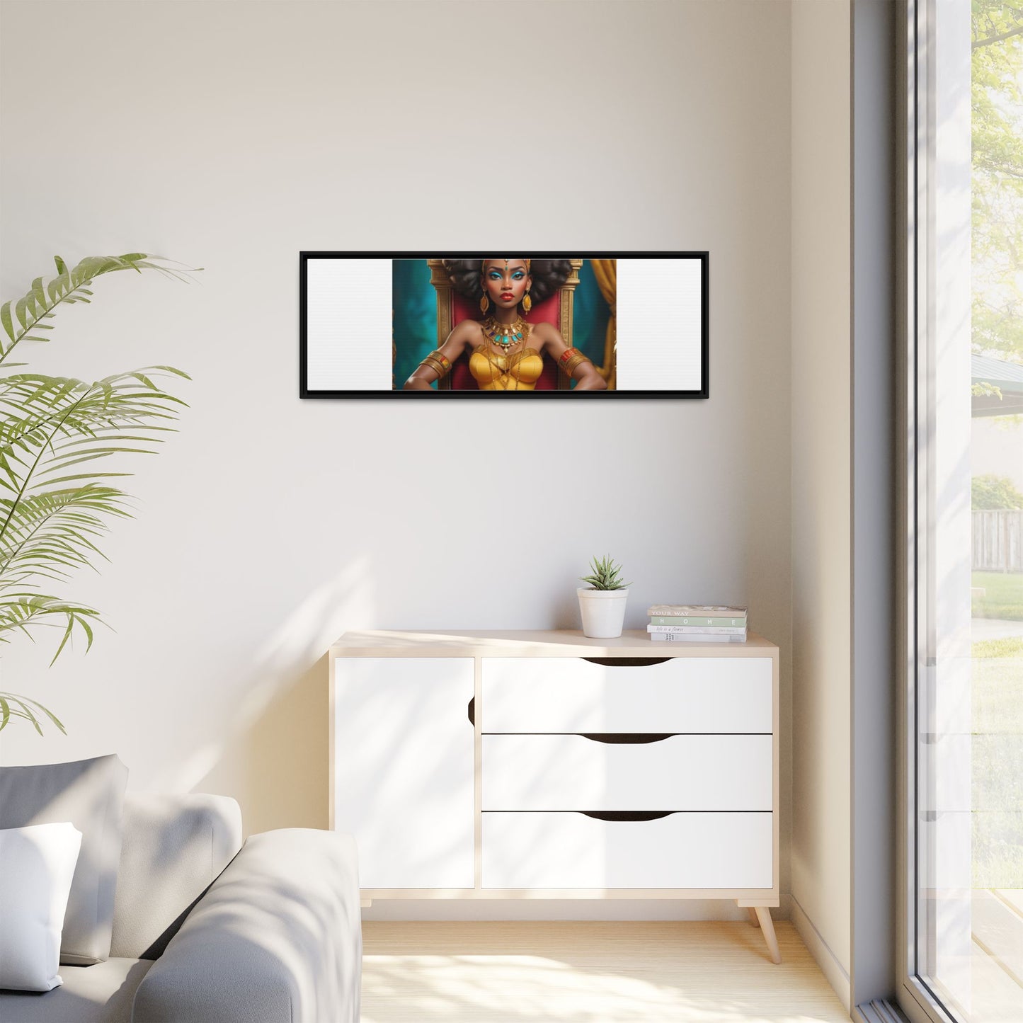 Framed Matte Canvas Art — Regal African Queen Portrait