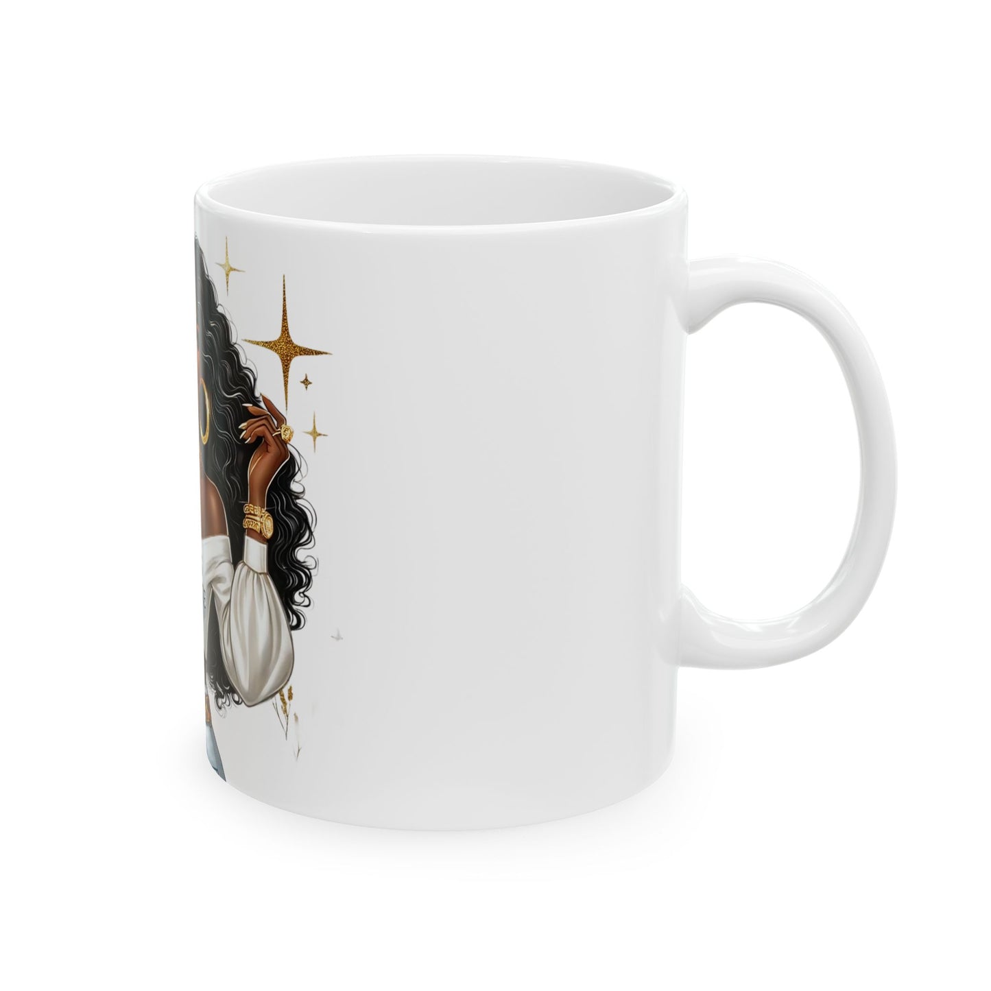 Ceramic Mug — "Rising With Grace" Black Woman Illustration Inspirational Coffee Cup (11oz, 15oz)