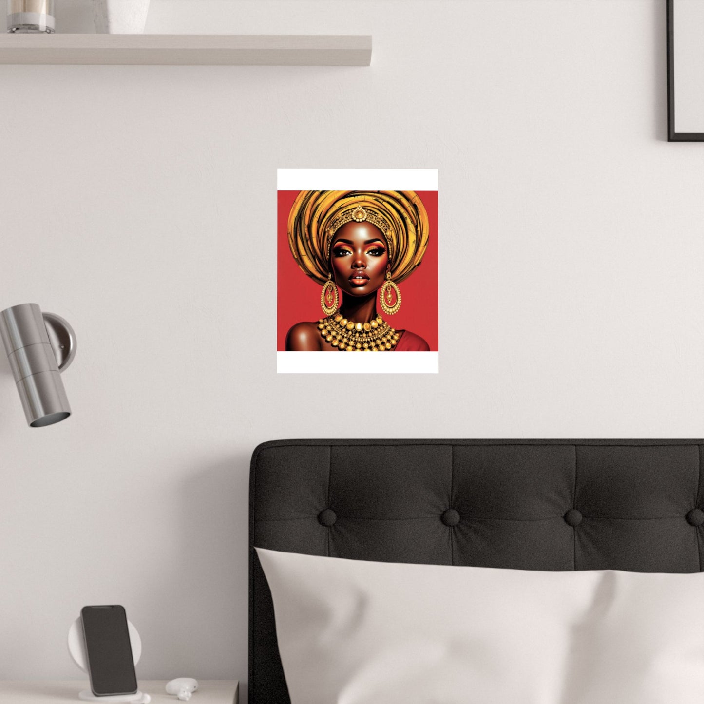 African Queen Art Poster — Bold Red Satin Print