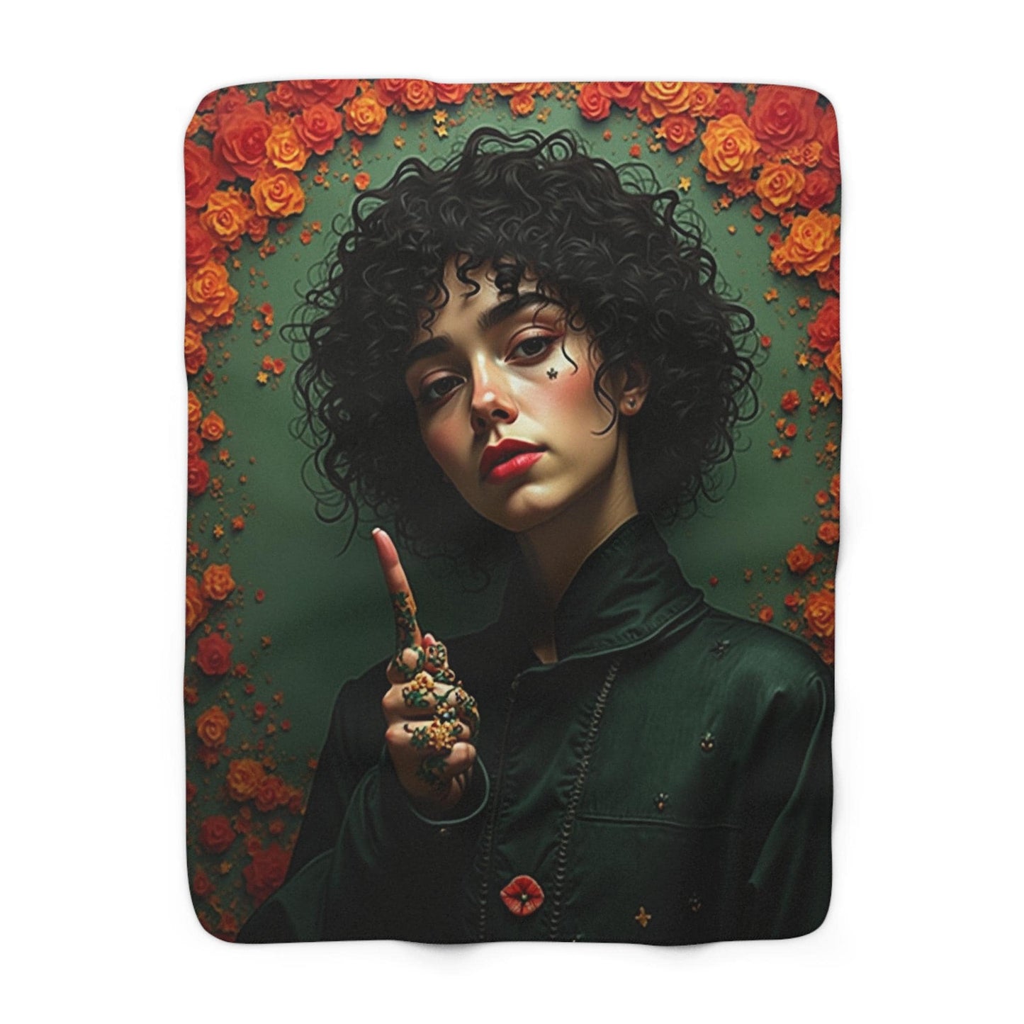 Bohemian Floral Sherpa Fleece Blanket, Cozy Throw for Home Decor, Gift for Her, Bedroom Essentials, Floral Design Blanket