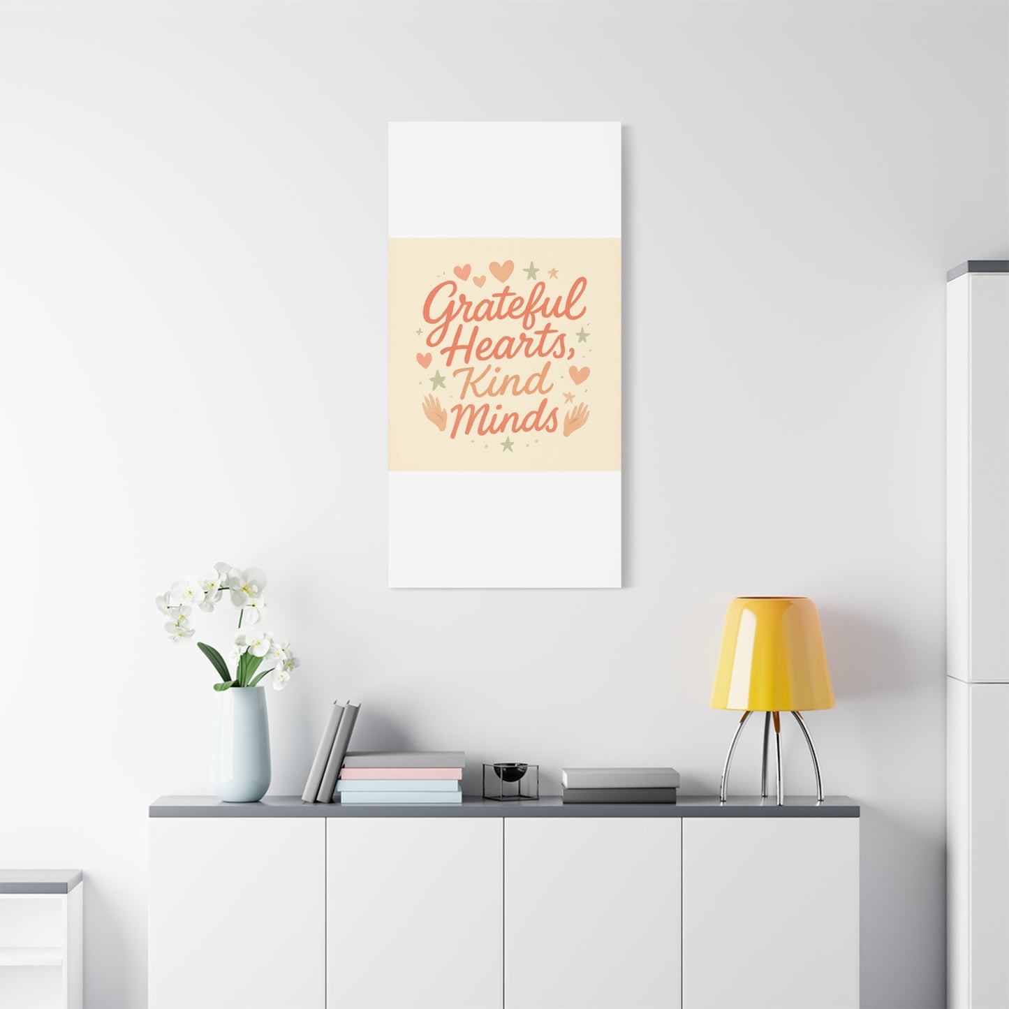 Grateful Hearts Kind Minds Canvas Wall Art — Inspirational Quote Matte Canvas
