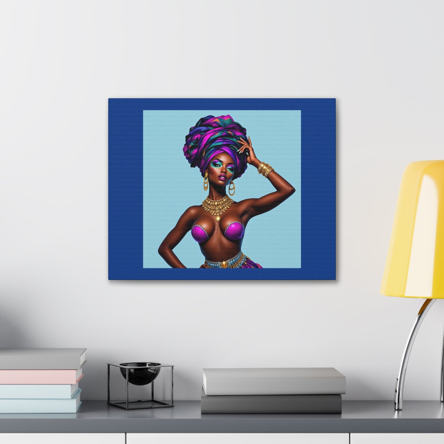 Afro Goddess Canvas Print — Vibrant Headwrap Wall Art