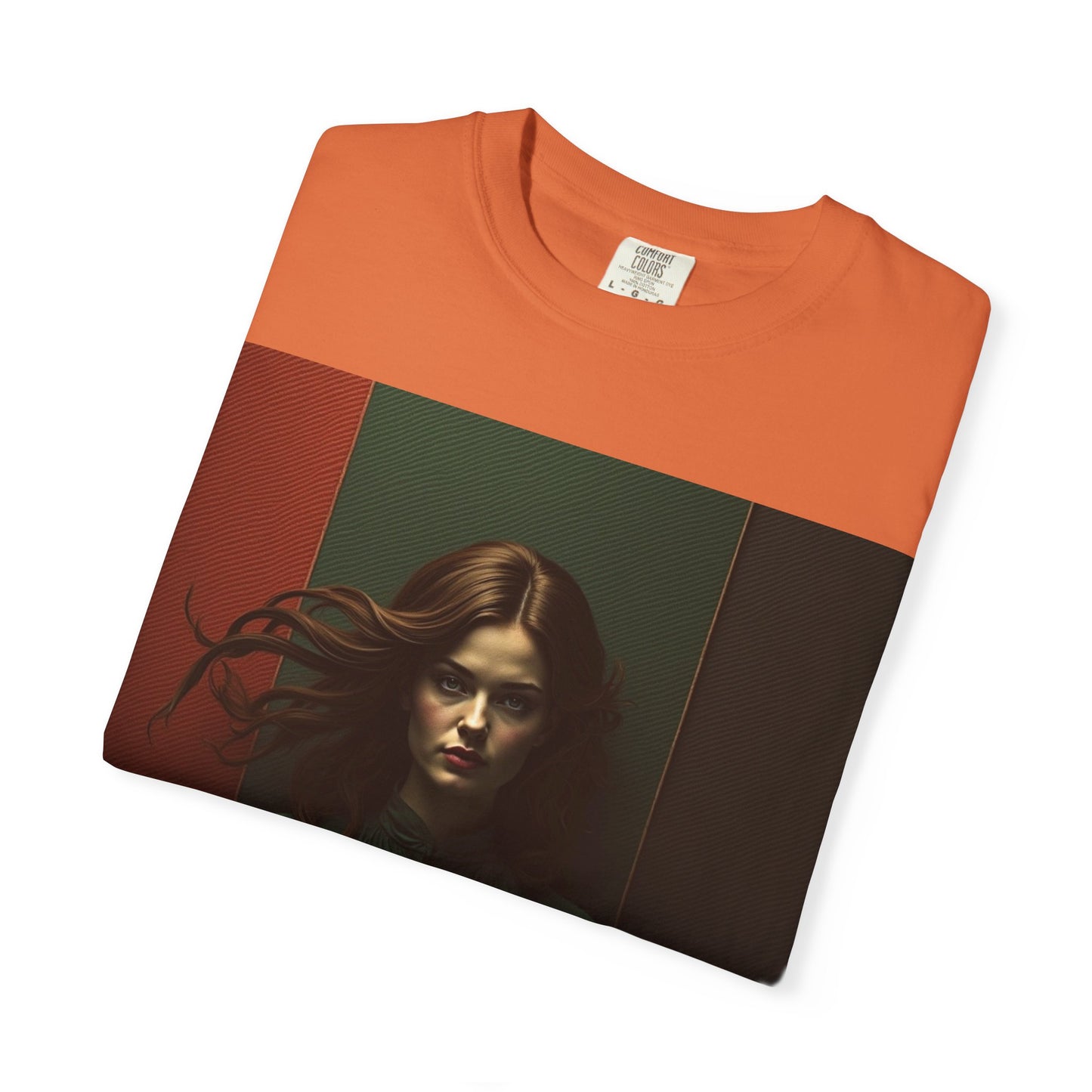 Portrait Photo Tee — Moody Green Woman Graphic T-Shirt