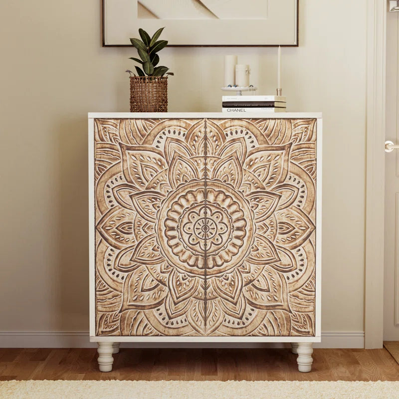 Siriah Accent Cabinet Handcarved Wood Furniture Collection