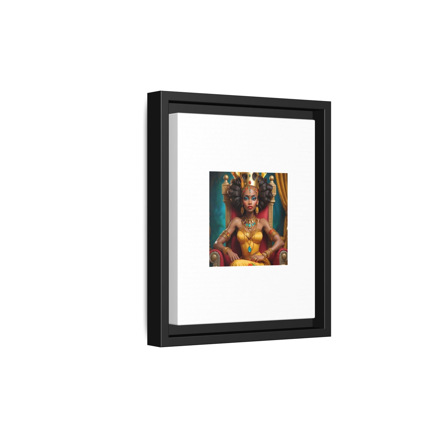 Framed Matte Canvas Art — Regal African Queen Portrait