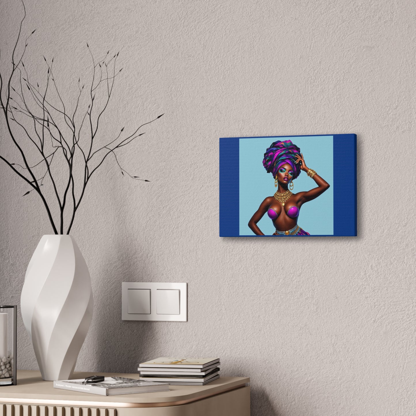 Afro Goddess Canvas Print — Vibrant Headwrap Wall Art