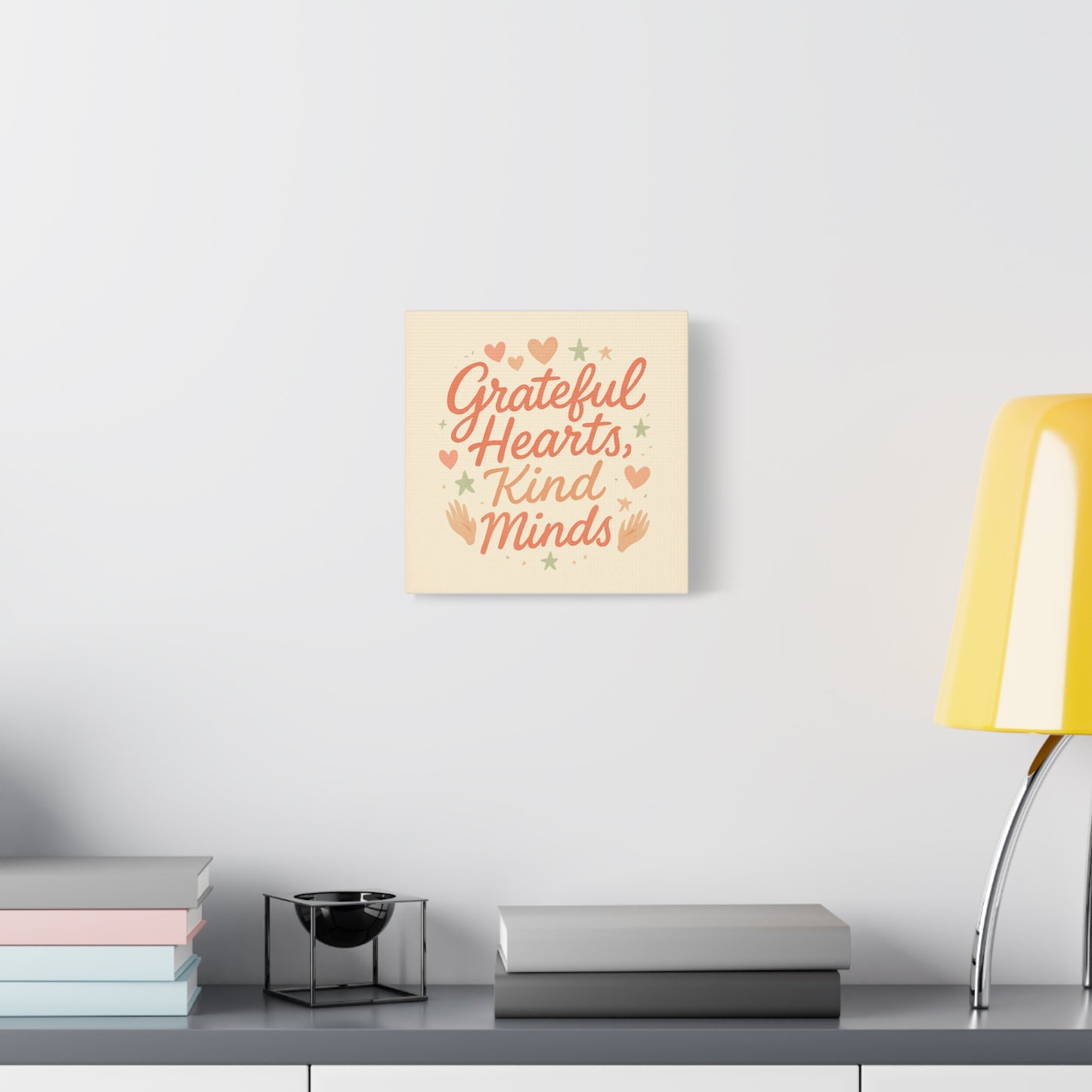 Grateful Hearts Kind Minds Canvas Wall Art — Inspirational Quote Matte Canvas