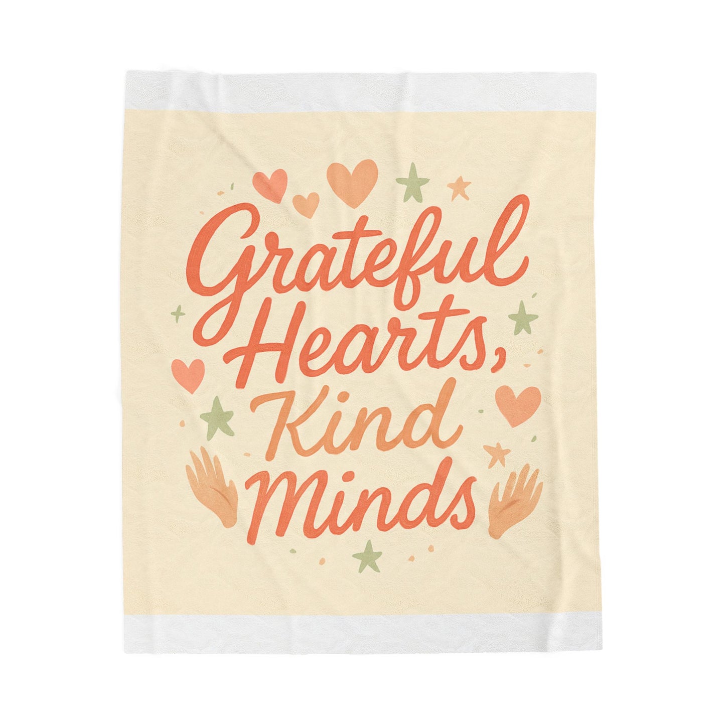 Velveteen Plush Blanket — "Grateful Hearts, Kind Minds" Cozy Inspirational Throw