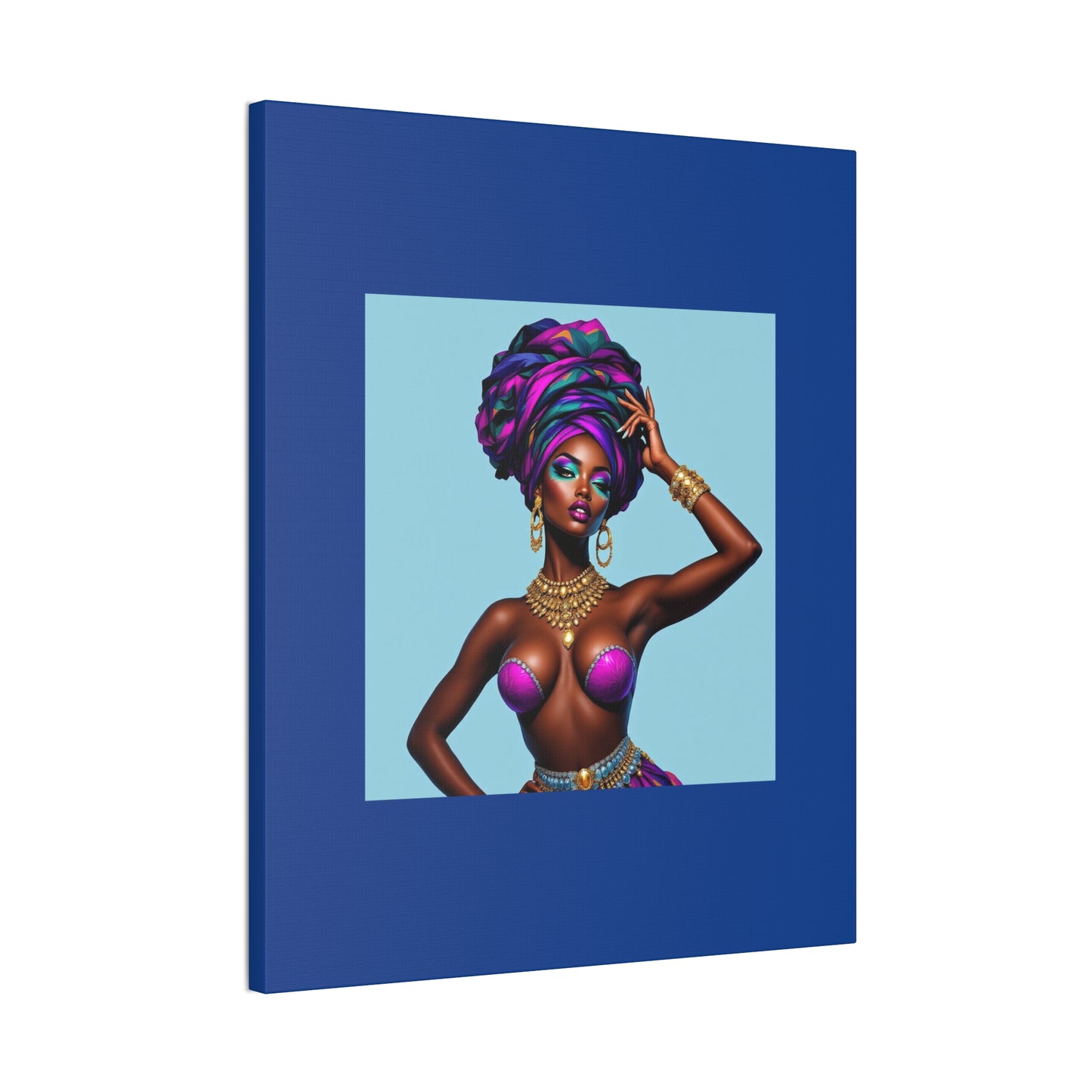 Afro Goddess Canvas Print — Vibrant Headwrap Wall Art