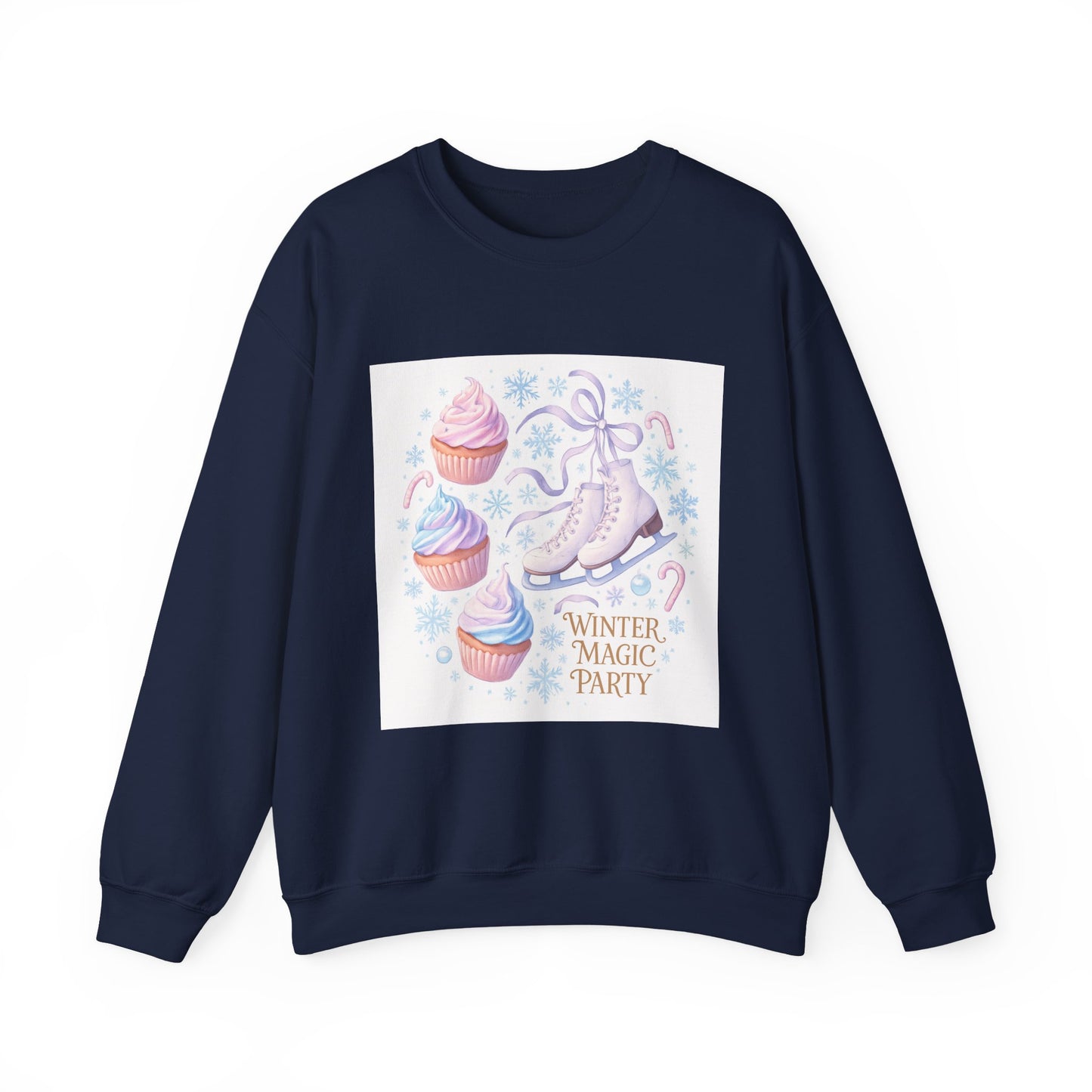 Winter Magic Party Sweatshirt — Ice Skates & Cupcakes Cozy Crewneck