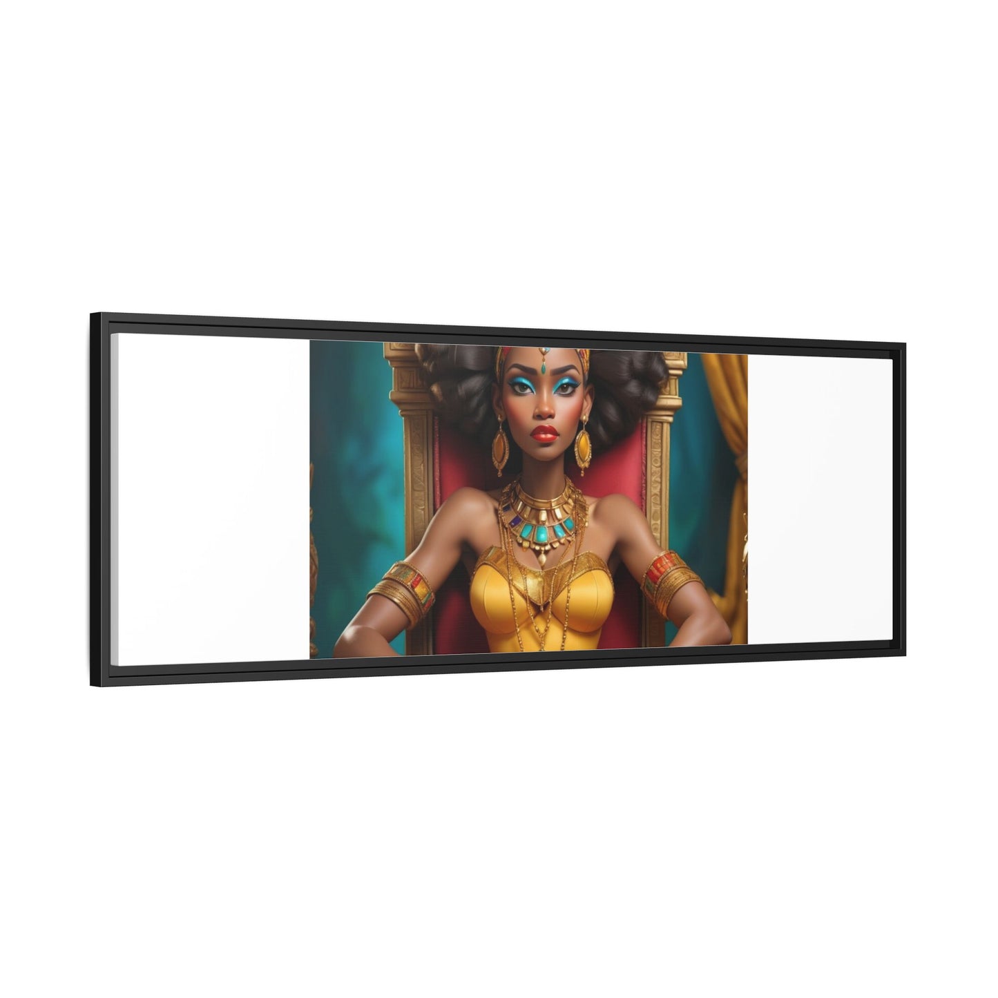 Framed Matte Canvas Art — Regal African Queen Portrait