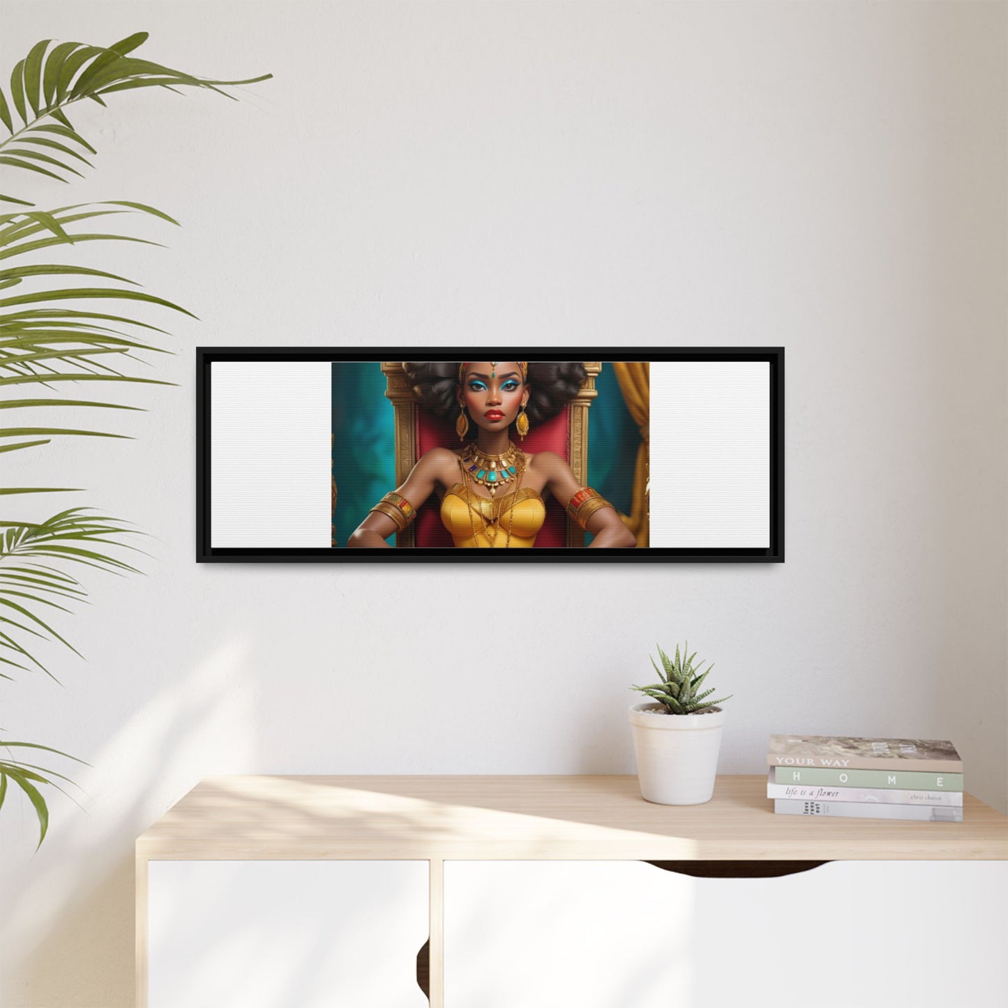 Framed Matte Canvas Art — Regal African Queen Portrait