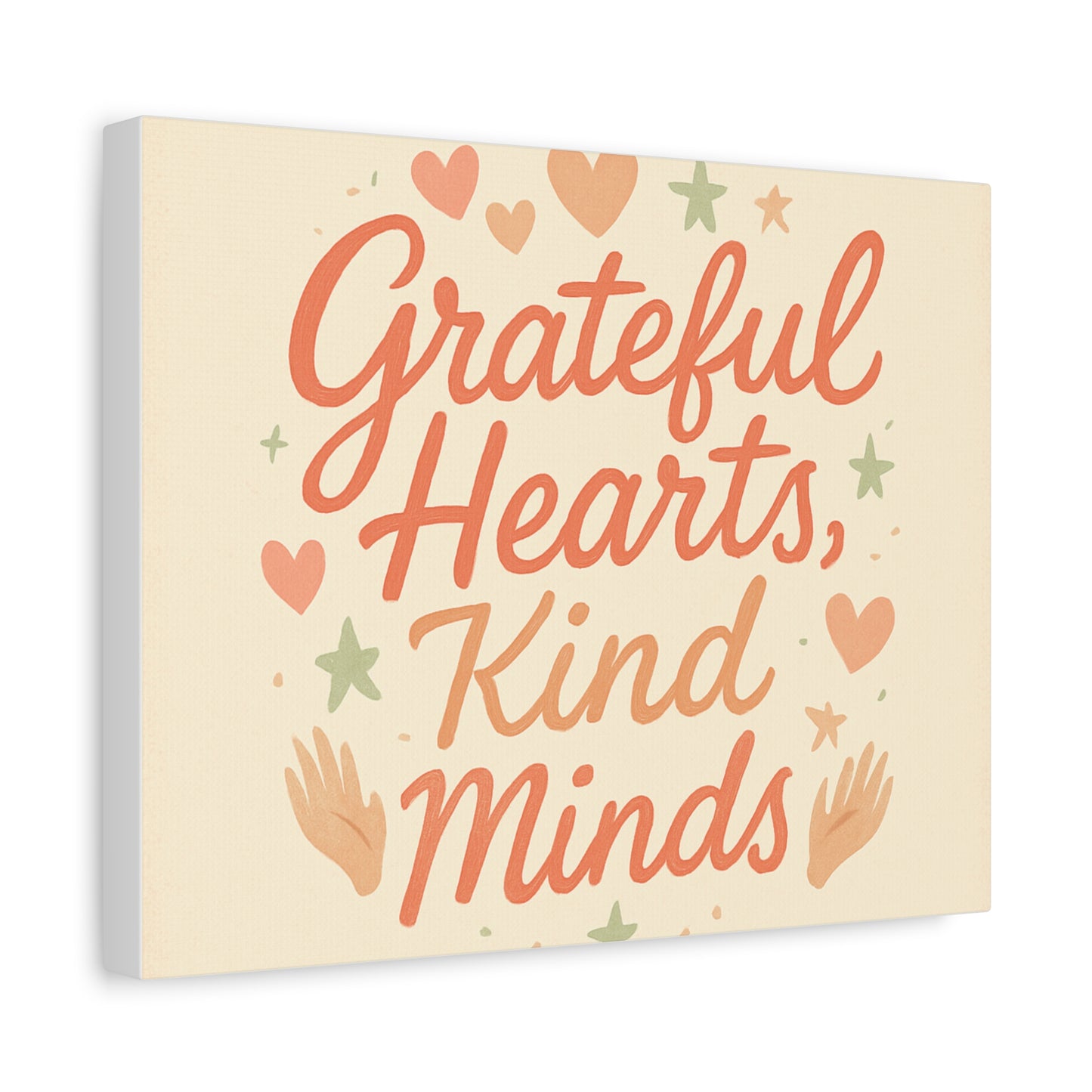Grateful Hearts Kind Minds Canvas Wall Art — Inspirational Quote Matte Canvas