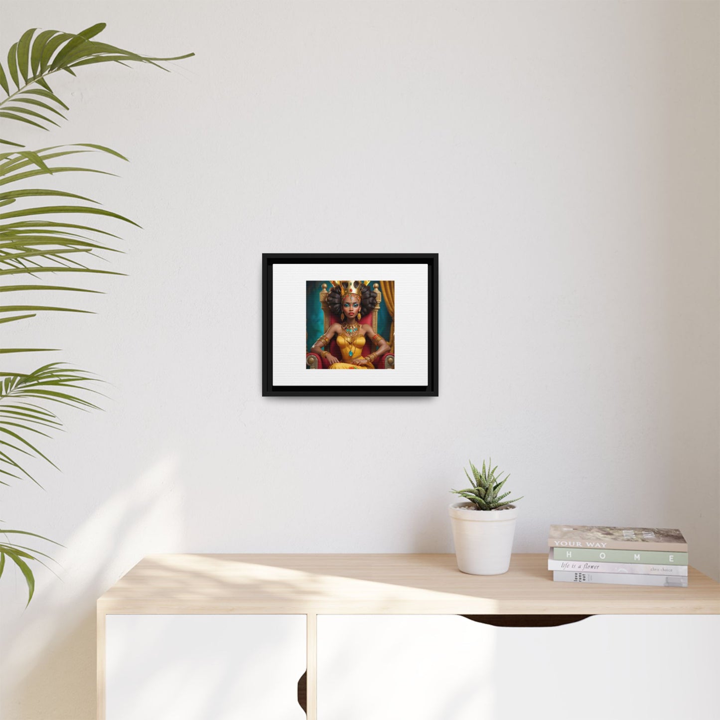 Framed Matte Canvas Art — Regal African Queen Portrait