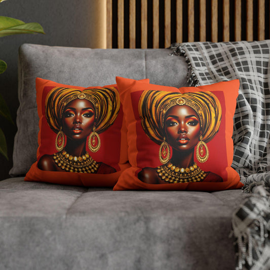 Vibrant African Art Pillowcase, Decorative Cushion Cover, Boho Home Decor, Black Girl Art Pillow, Unique Gift for Her