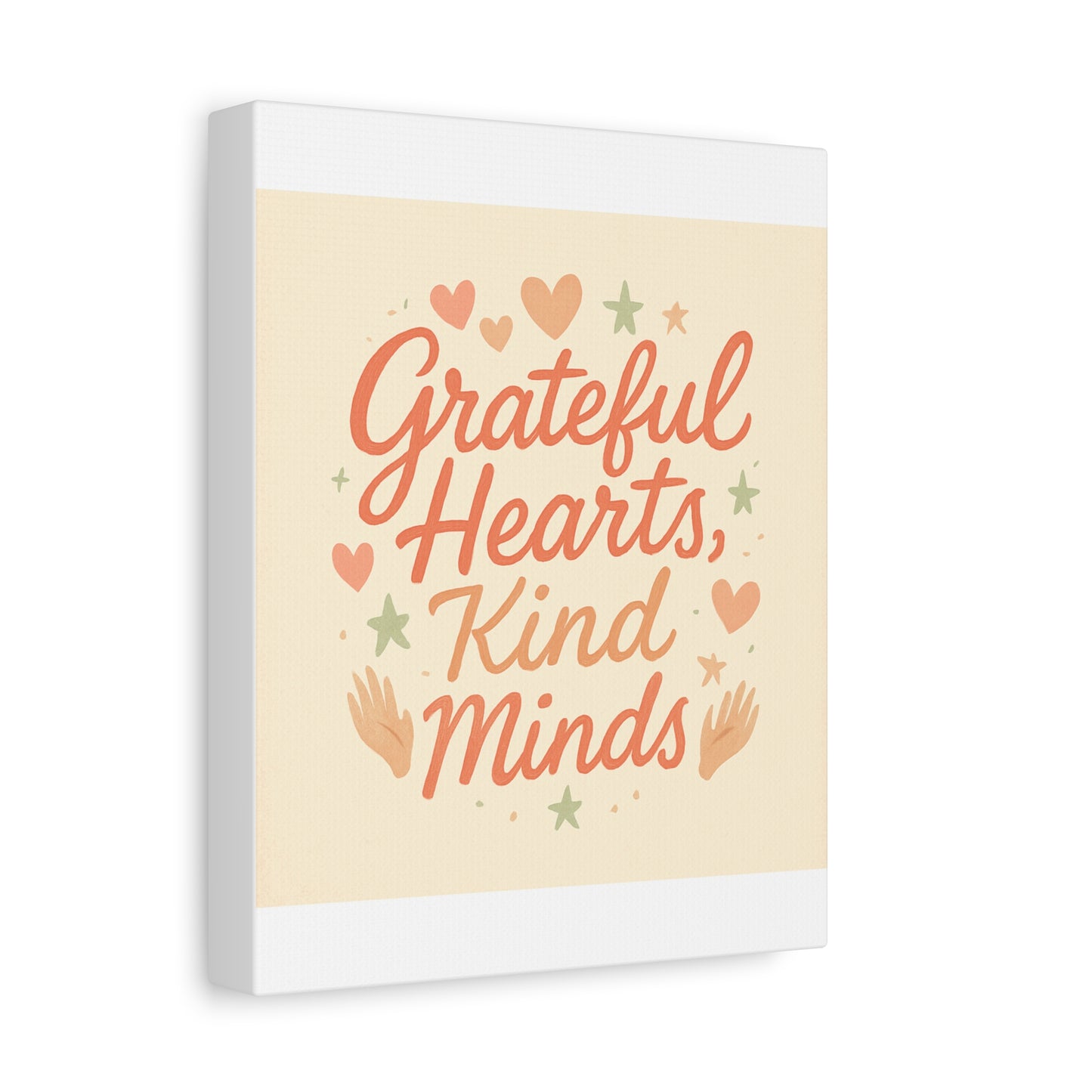 Grateful Hearts Kind Minds Canvas Wall Art — Inspirational Quote Matte Canvas