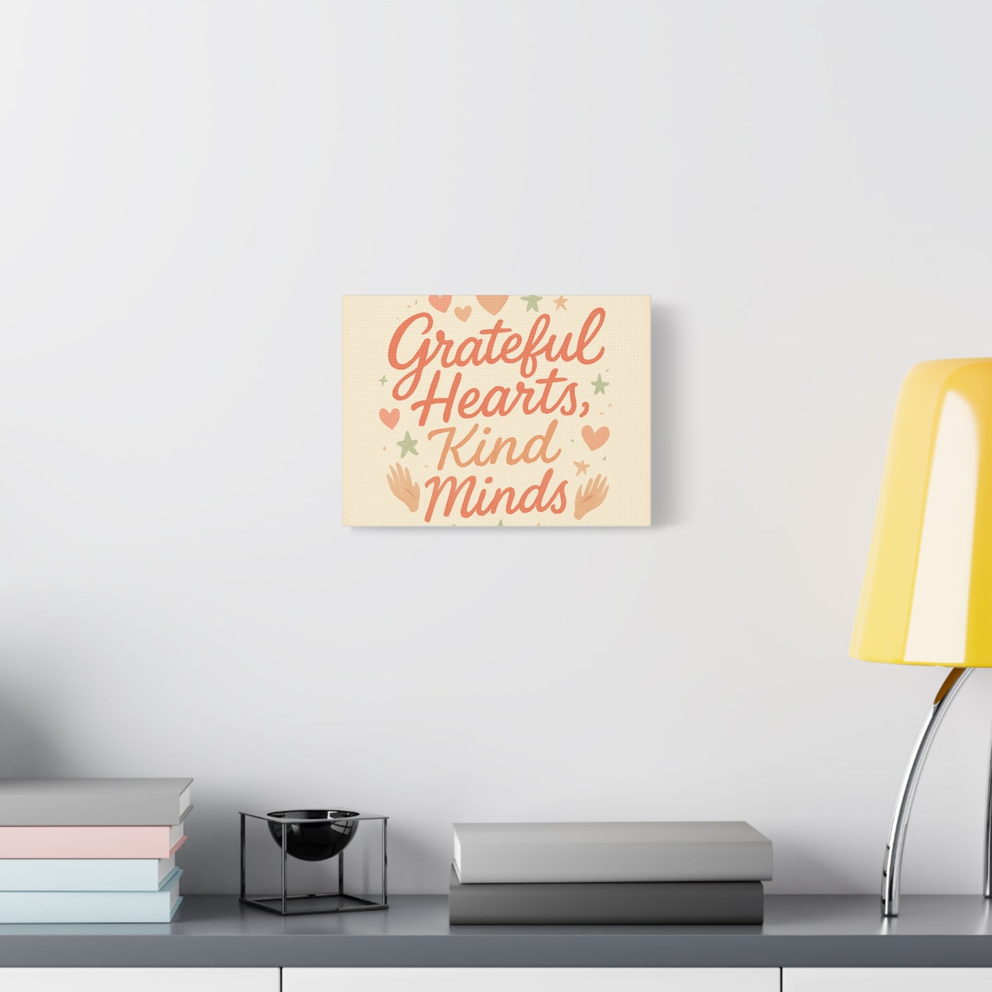 Grateful Hearts Kind Minds Canvas Wall Art — Inspirational Quote Matte Canvas
