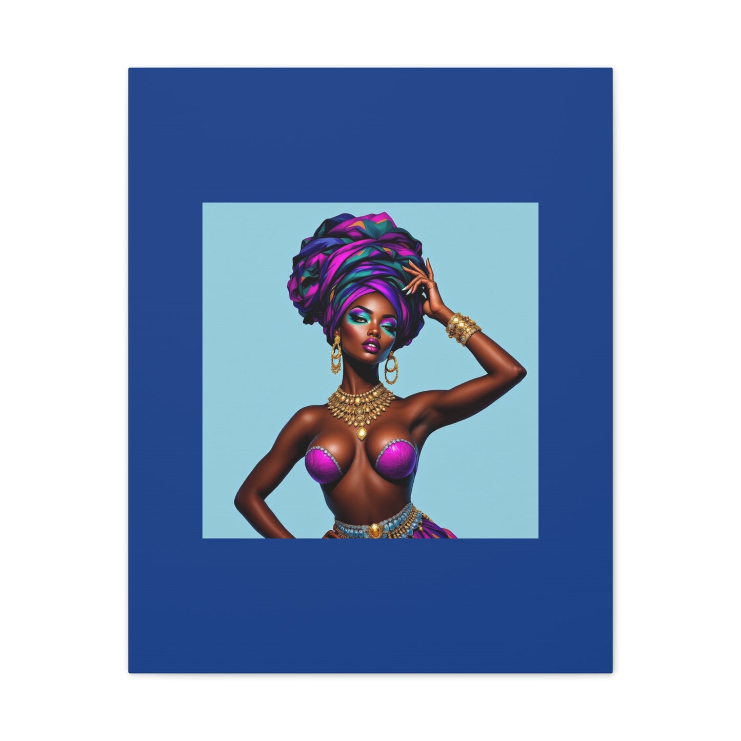 Afro Goddess Canvas Print — Vibrant Headwrap Wall Art
