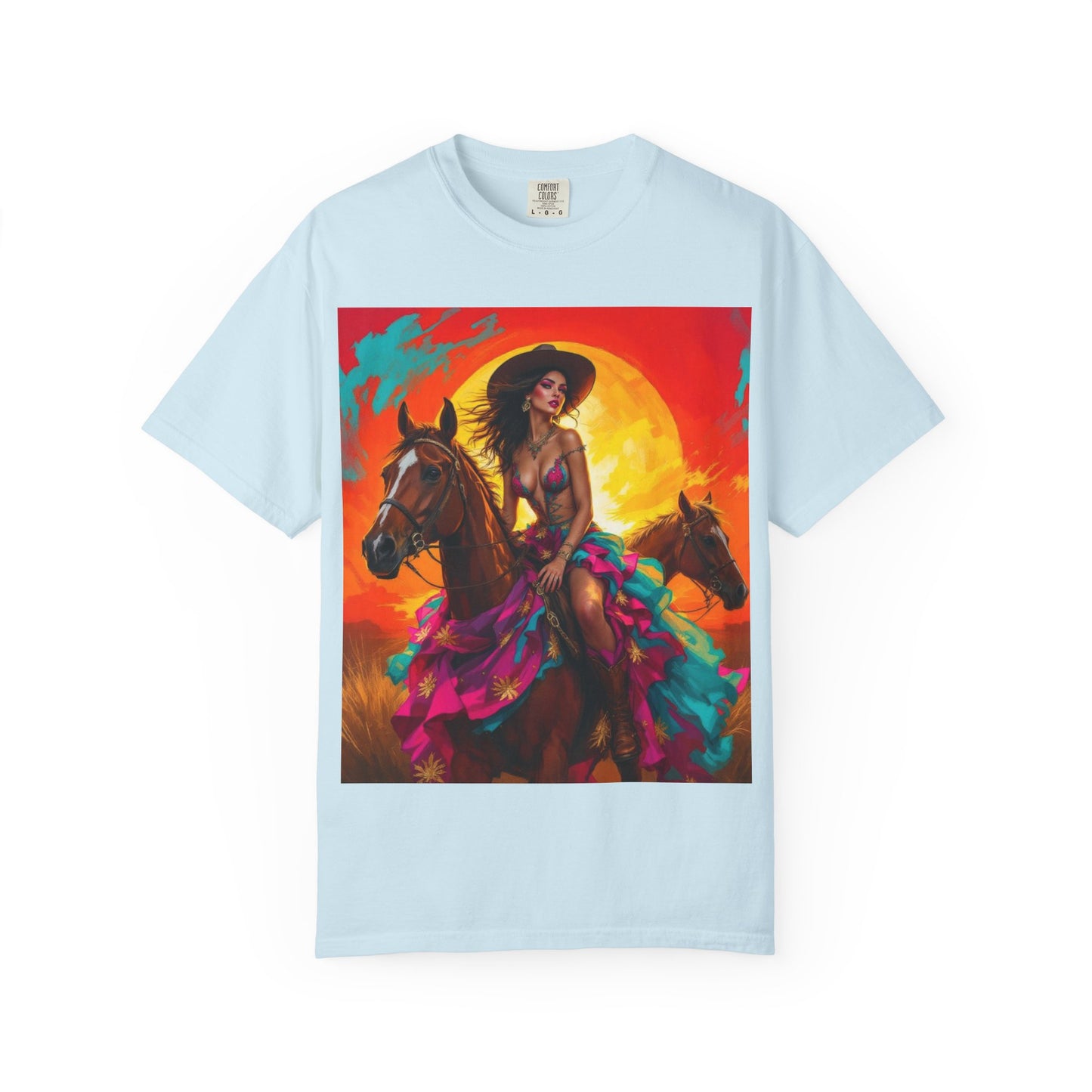 Cowgirl Sunset T-Shirt — Vibrant Western Horse Art Tee