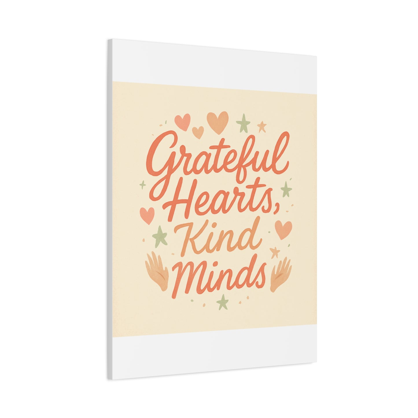 Grateful Hearts Kind Minds Canvas Wall Art — Inspirational Quote Matte Canvas