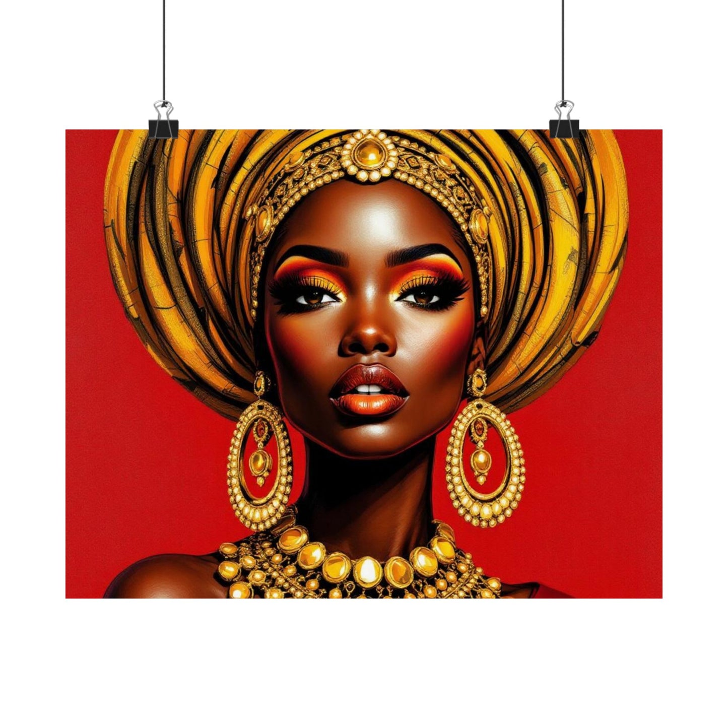African Queen Art Poster — Bold Red Satin Print