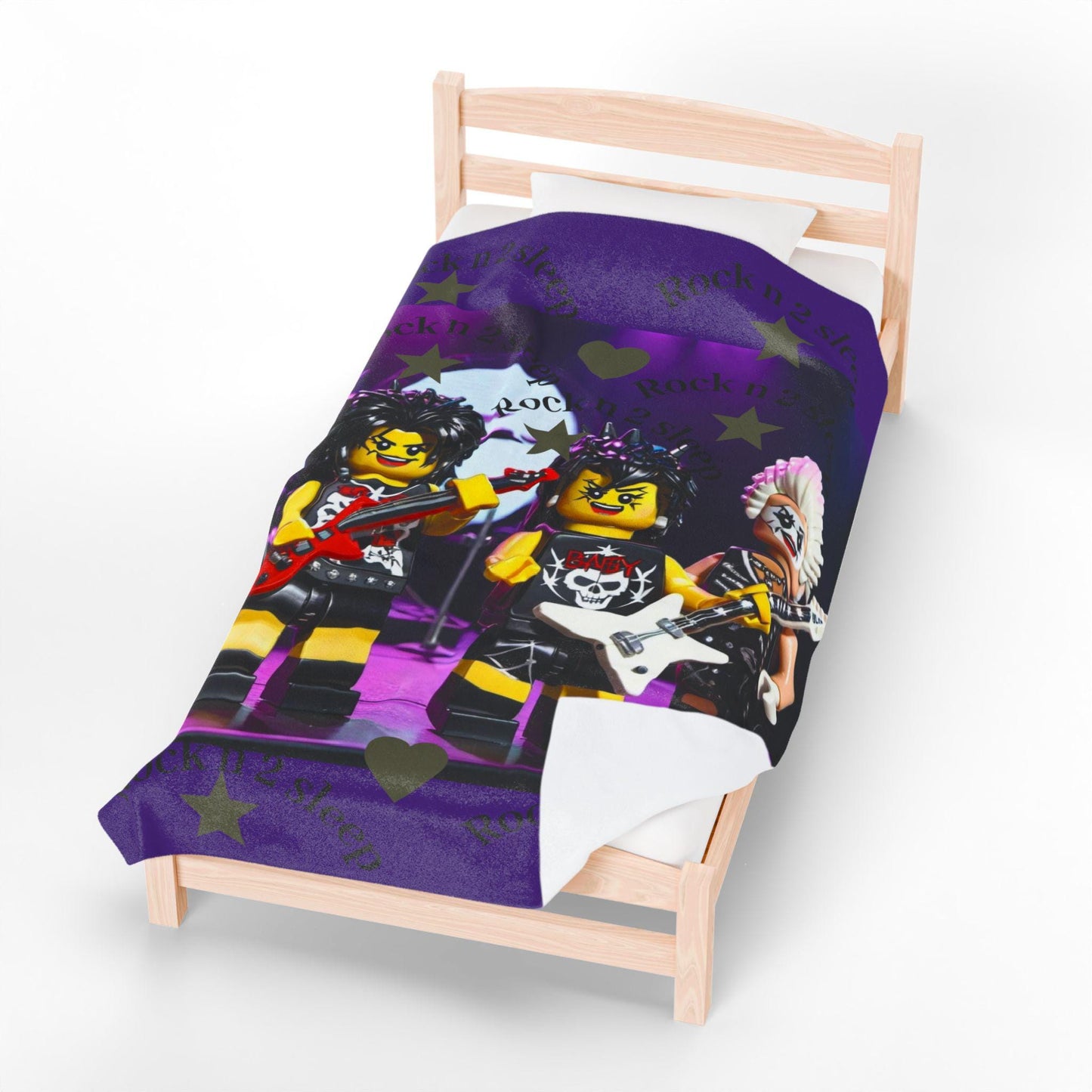 Rock n' Sleep Plush Blanket, Cozy Gift for Music Lovers, Bedroom Decor, Kid's Room, Holiday Gift