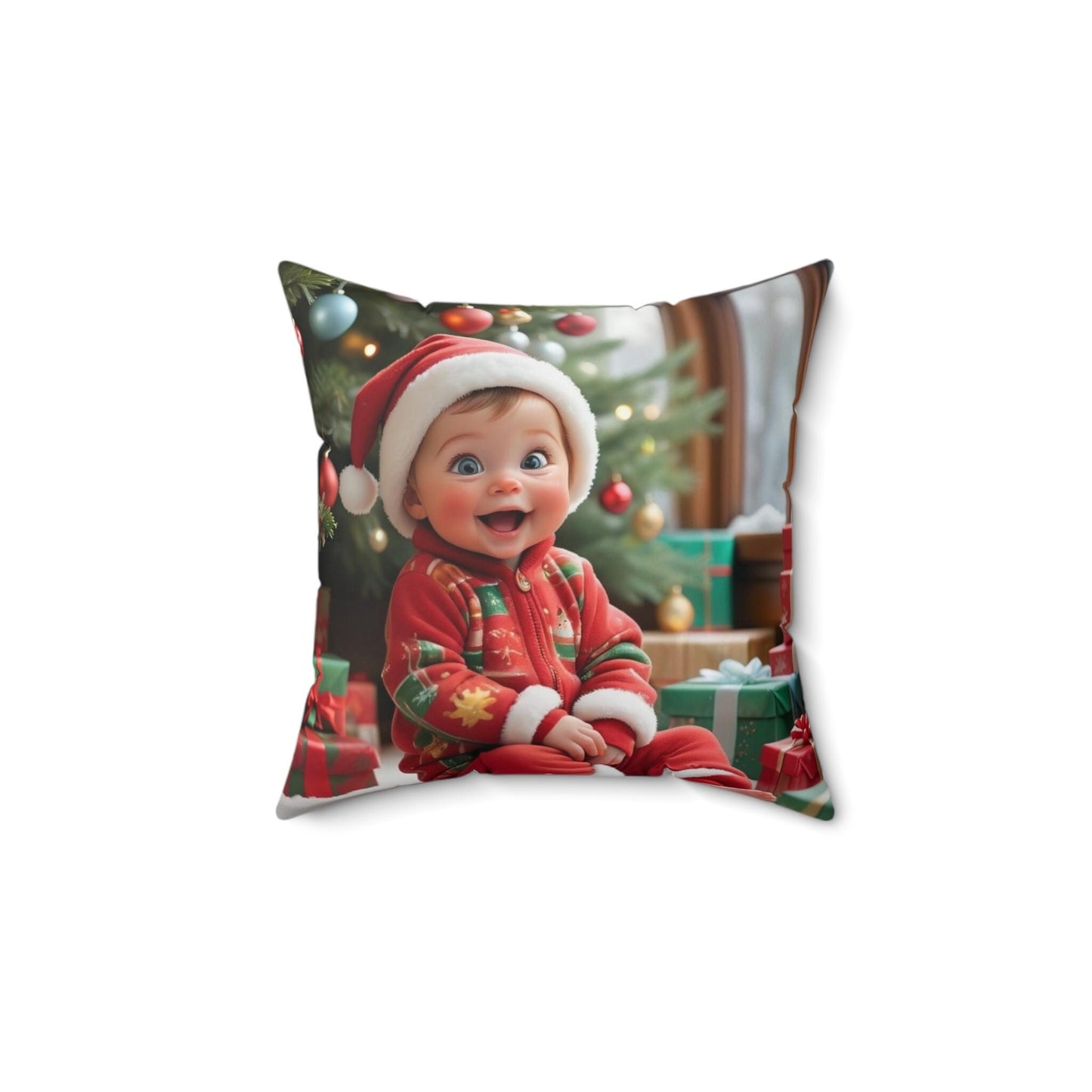 Festive Holiday Pillow, Merry Christmas Decor, Baby Santa Throw Cushion, Holiday Home Accents, Kid's Room Decoration, Xmas Gift