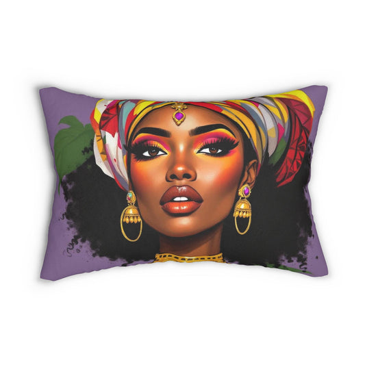Vibrant Afrocentric Lumbar Pillow, Boho Home Decor, Inspirational Throw Pillow, Unique Gift, African American Design