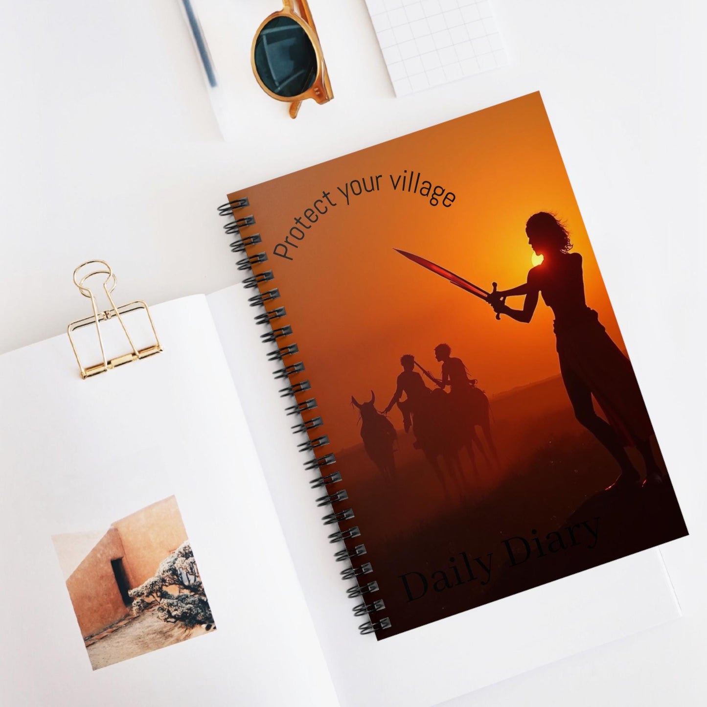 Spiral Notebook - Protect Your Village Diary, Inspirational Journal, Daily Organizer, Adventurer's Notebook, Gift for Writers, Travel Diary