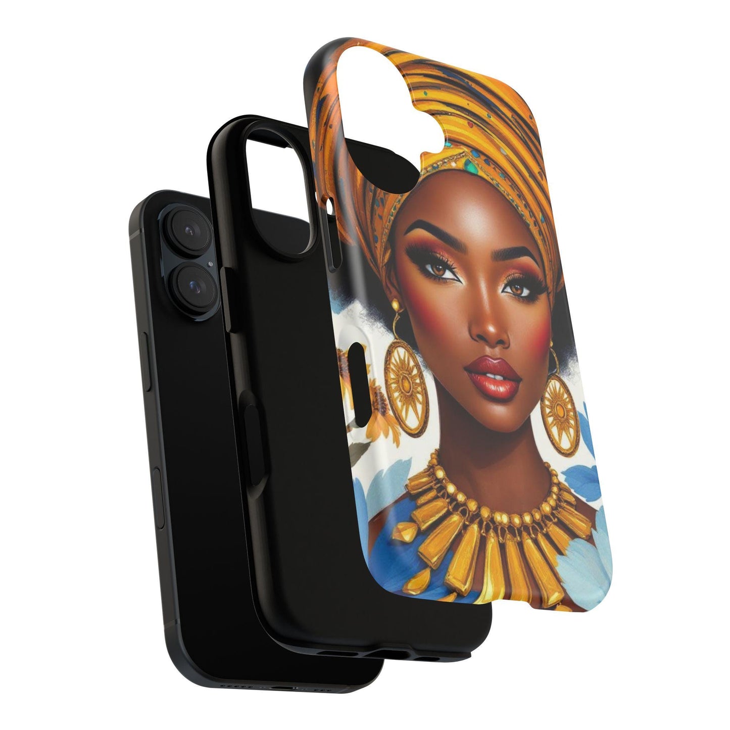 Stylish Phone Case with African Queen Design, Unique Holder for iPhone, Protective Cover, Gift for Her, Fashion Accessory