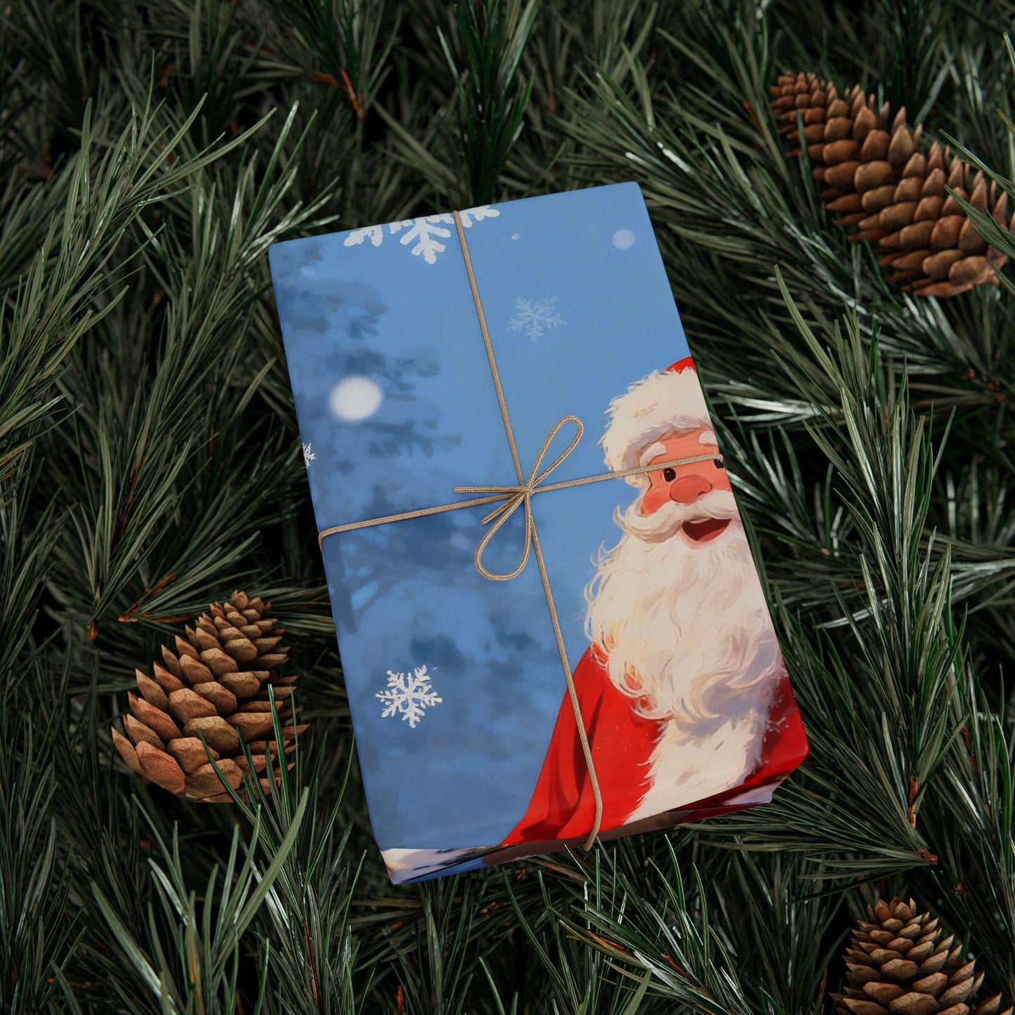 Festive Christmas Wrapping Paper - Santa in Snow, Holiday Gift Wrap, Eco-Friendly, Birthday, New Year, Seasonal Decor