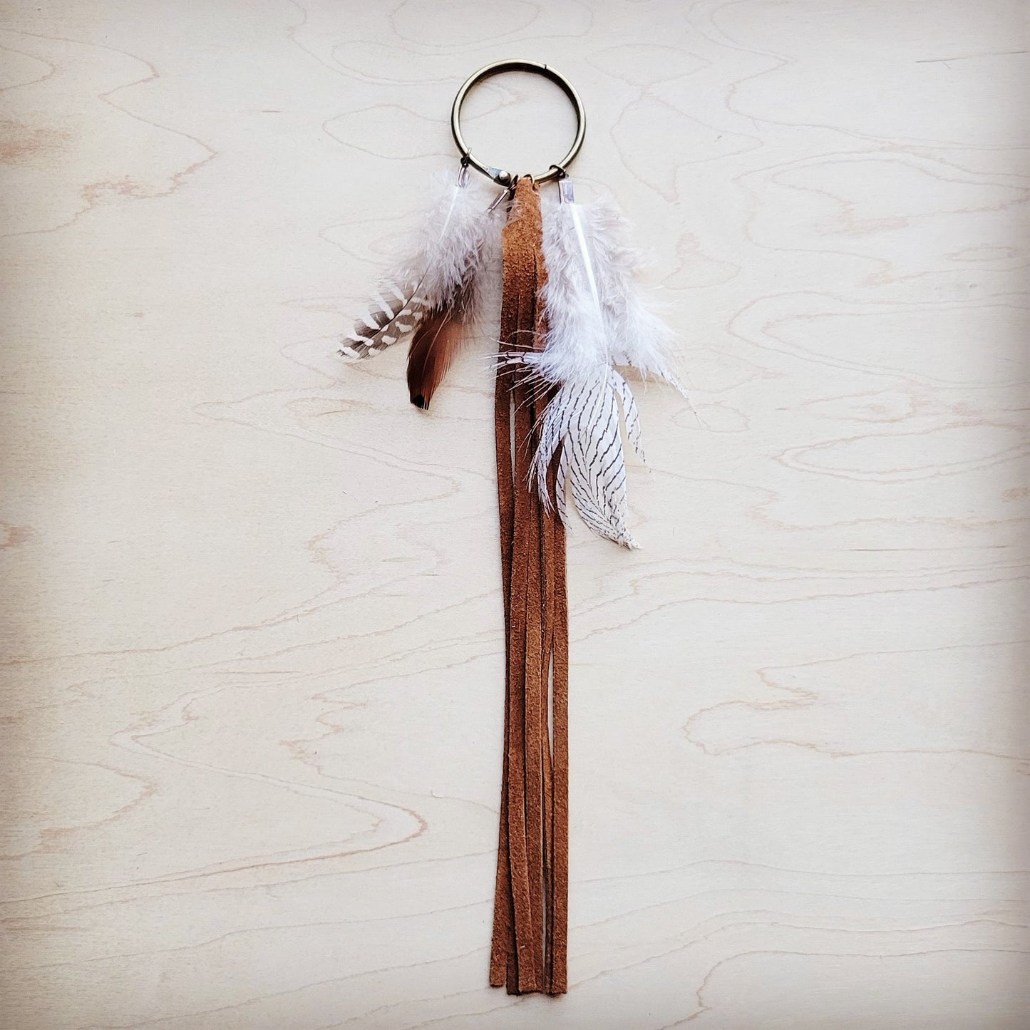 Boho Western Boot Bling Charm with Leather Fringe Cognac 500e-3