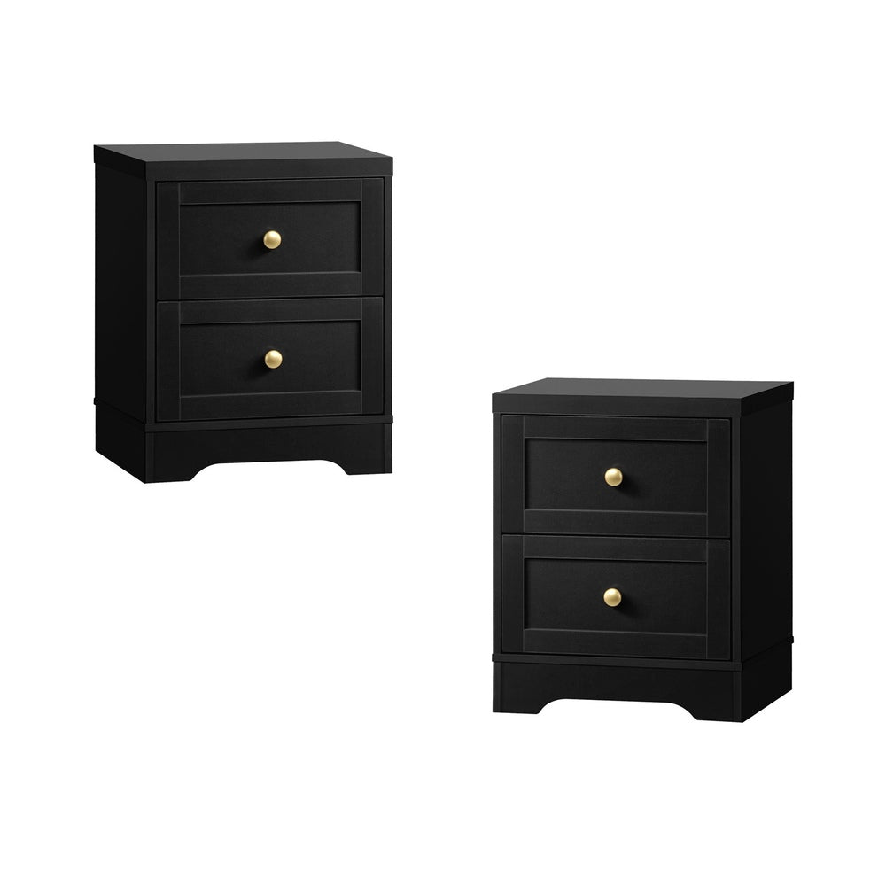 NNEED 2X Bedside Tables Hamptons Furniture Black-3