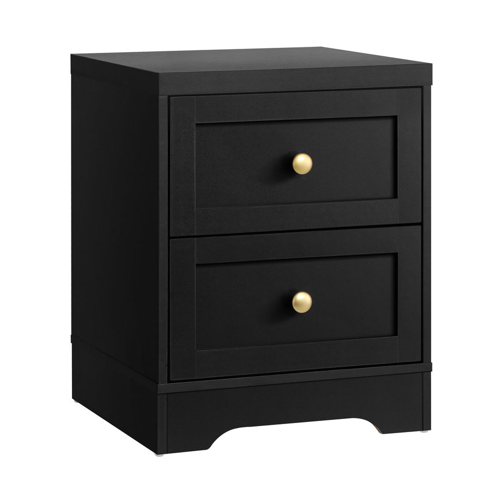 NNEED 2X Bedside Tables Hamptons Furniture Black-0