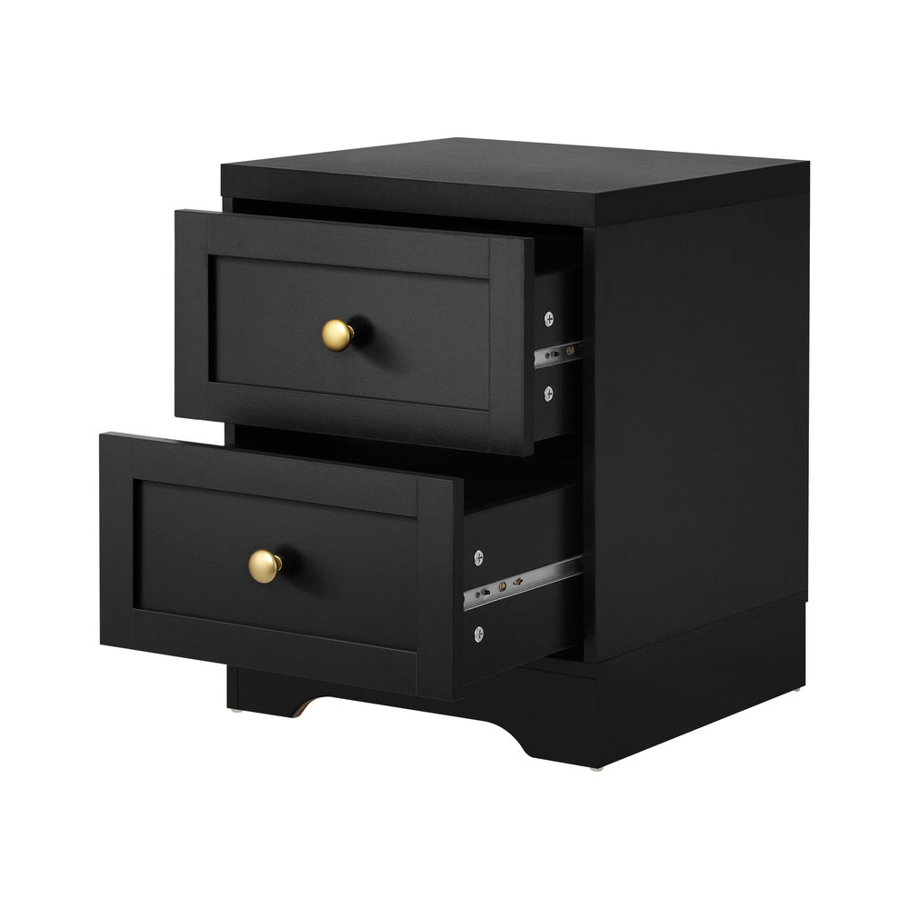 NNEED 2X Bedside Tables Hamptons Furniture Black-1