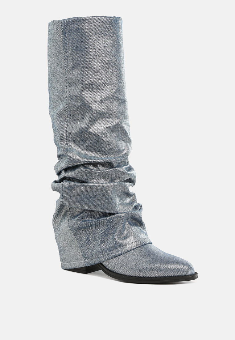 Capella Fold-Over Slouchy Denim Boot-1