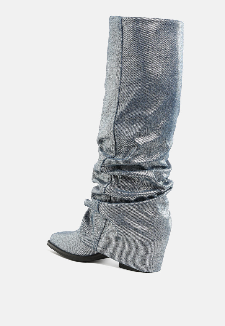 Capella Fold-Over Slouchy Denim Boot-2