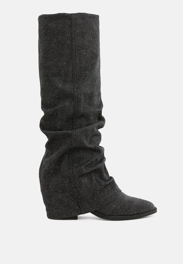 Capella Fold-Over Slouchy Denim Boot-5