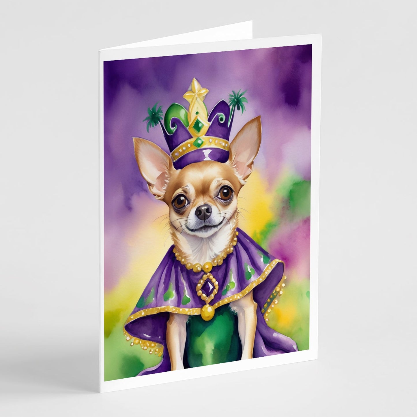 Chihuahua King of Mardi Gras Greeting Cards Pack of 8