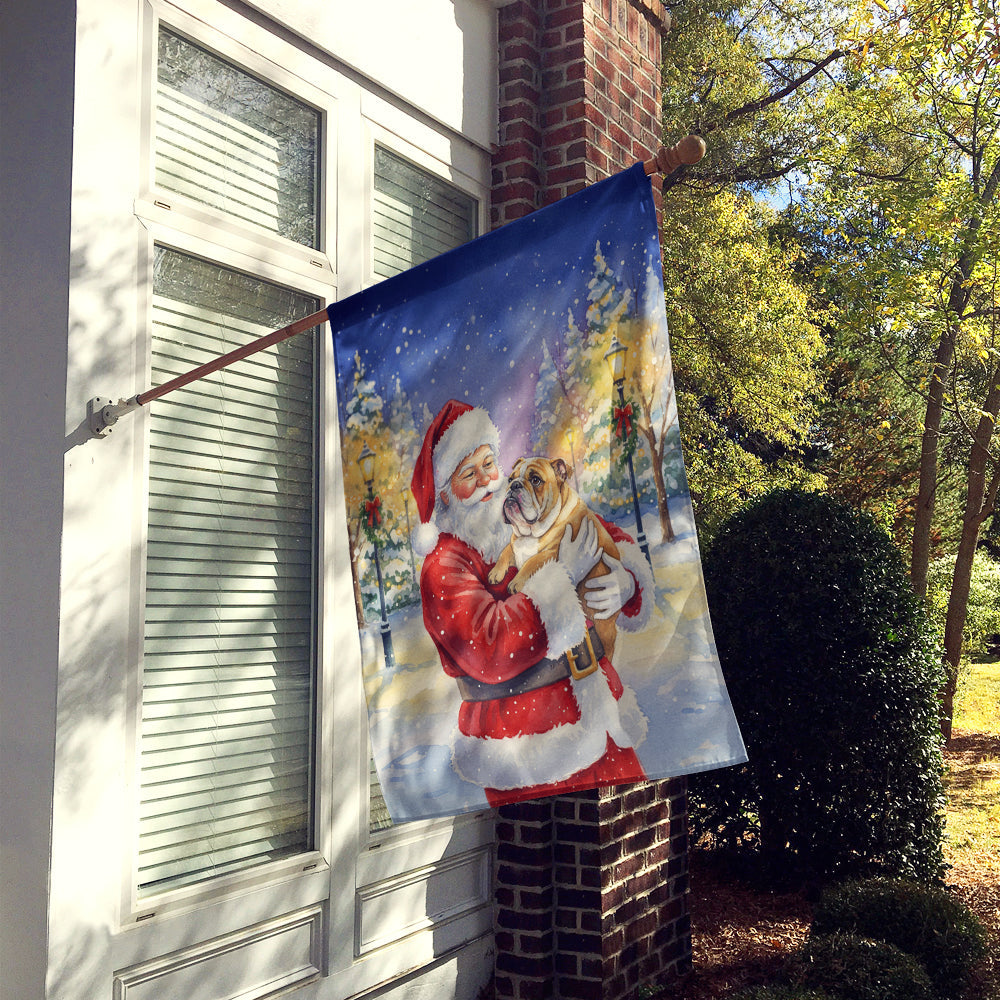 English Bulldog with Santa Claus House Flag
