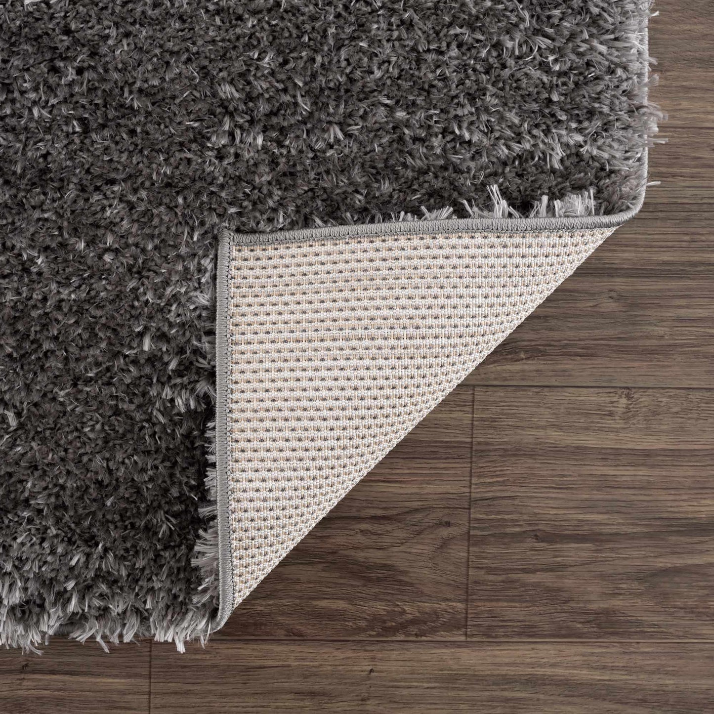 Faina Solid Dark Gray Shag Rug Washable-4