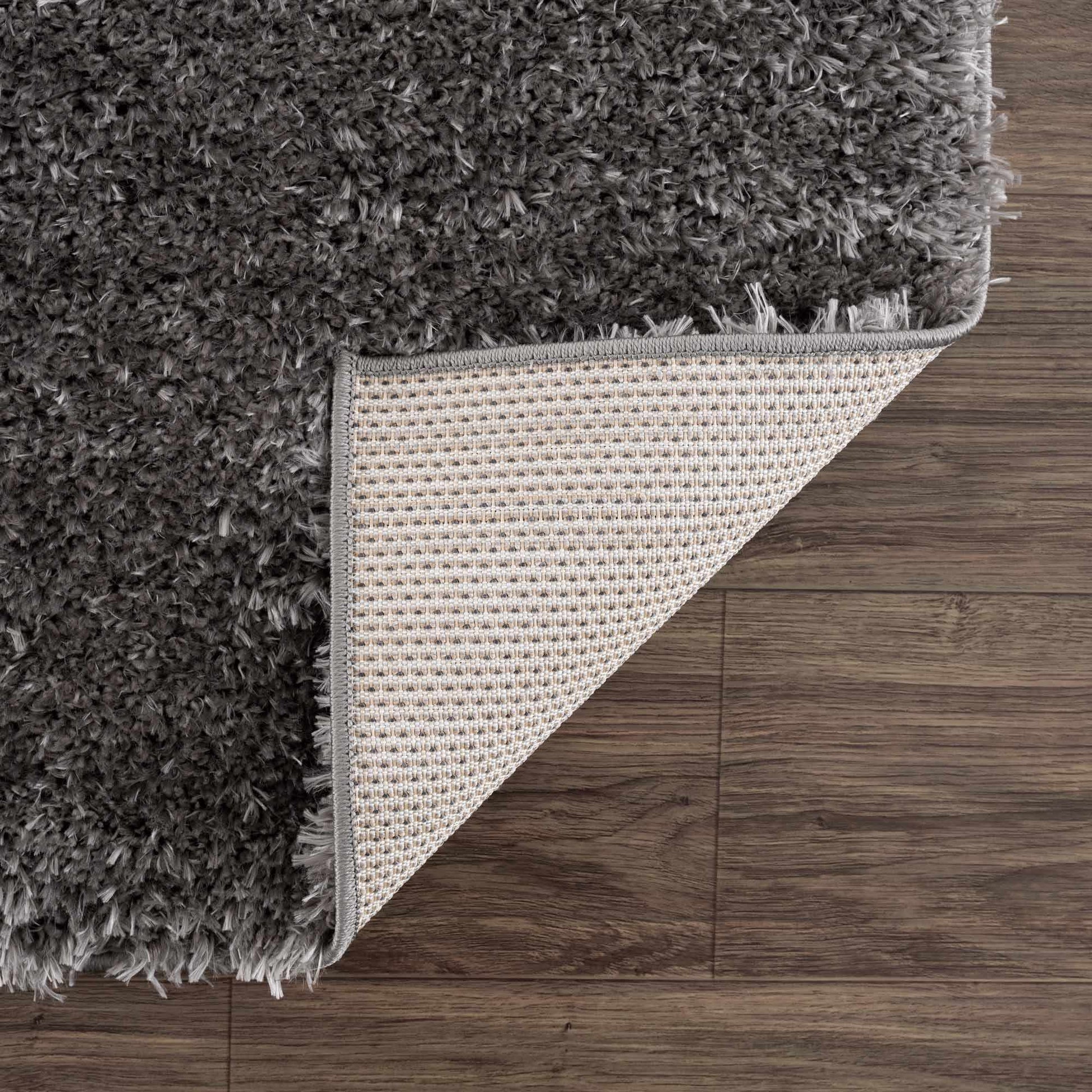 Faina Solid Dark Gray Shag Rug Washable-4