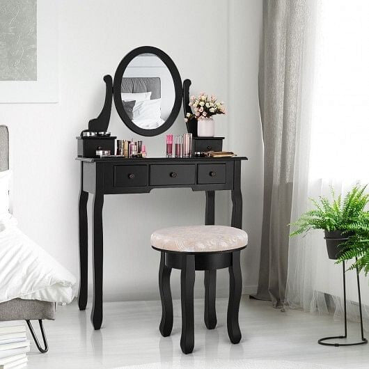 Vanity Makeup Table Set Bedroom Furniture with Padded Stool-1